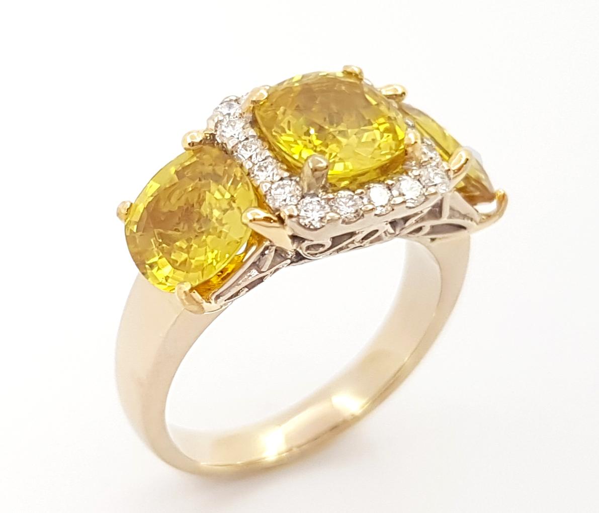 Yellow Sapphire with Diamond Ring set in 18K Gold Setting For Sale 6