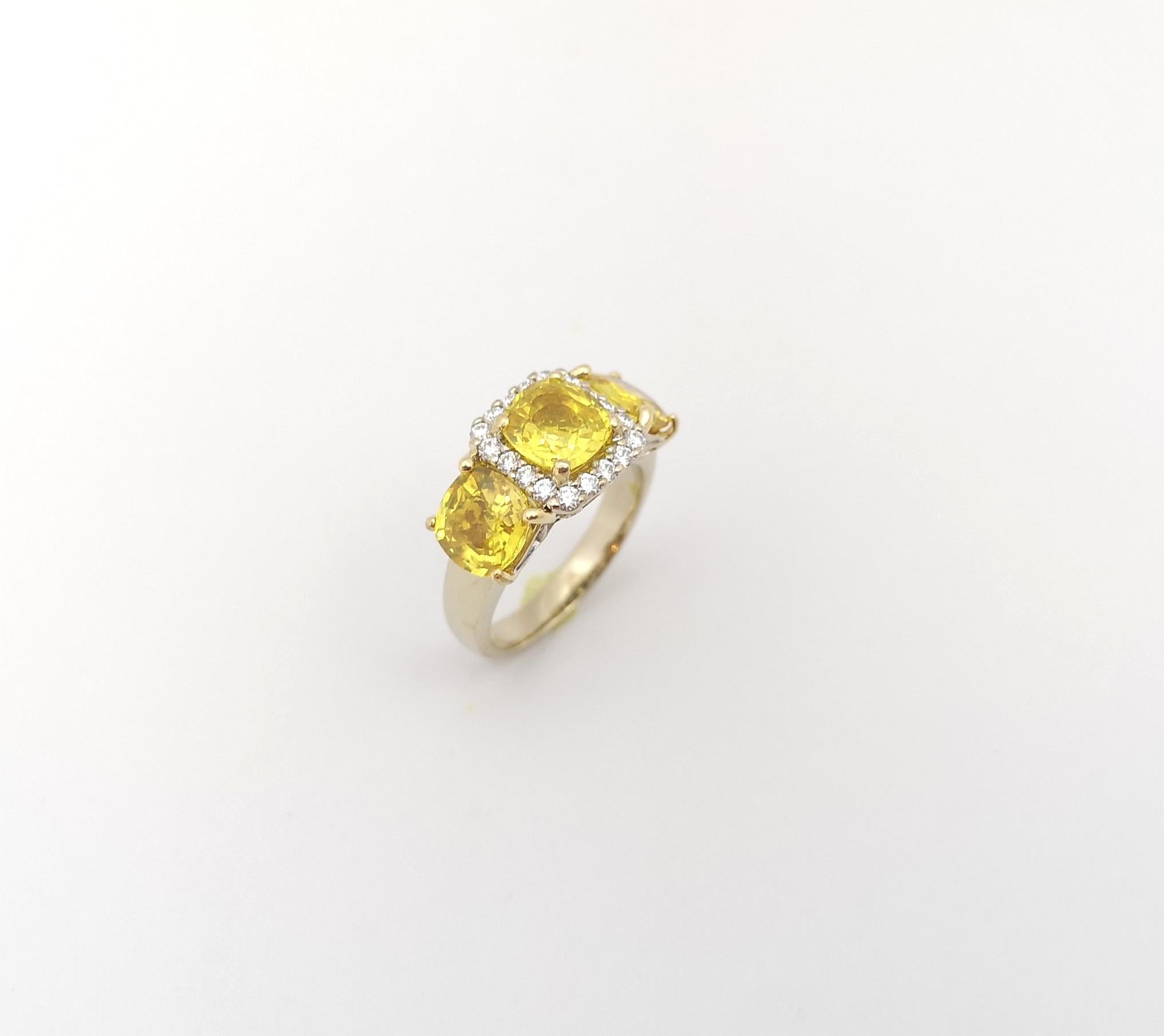 Yellow Sapphire with Diamond Ring set in 18K Gold Setting For Sale 8
