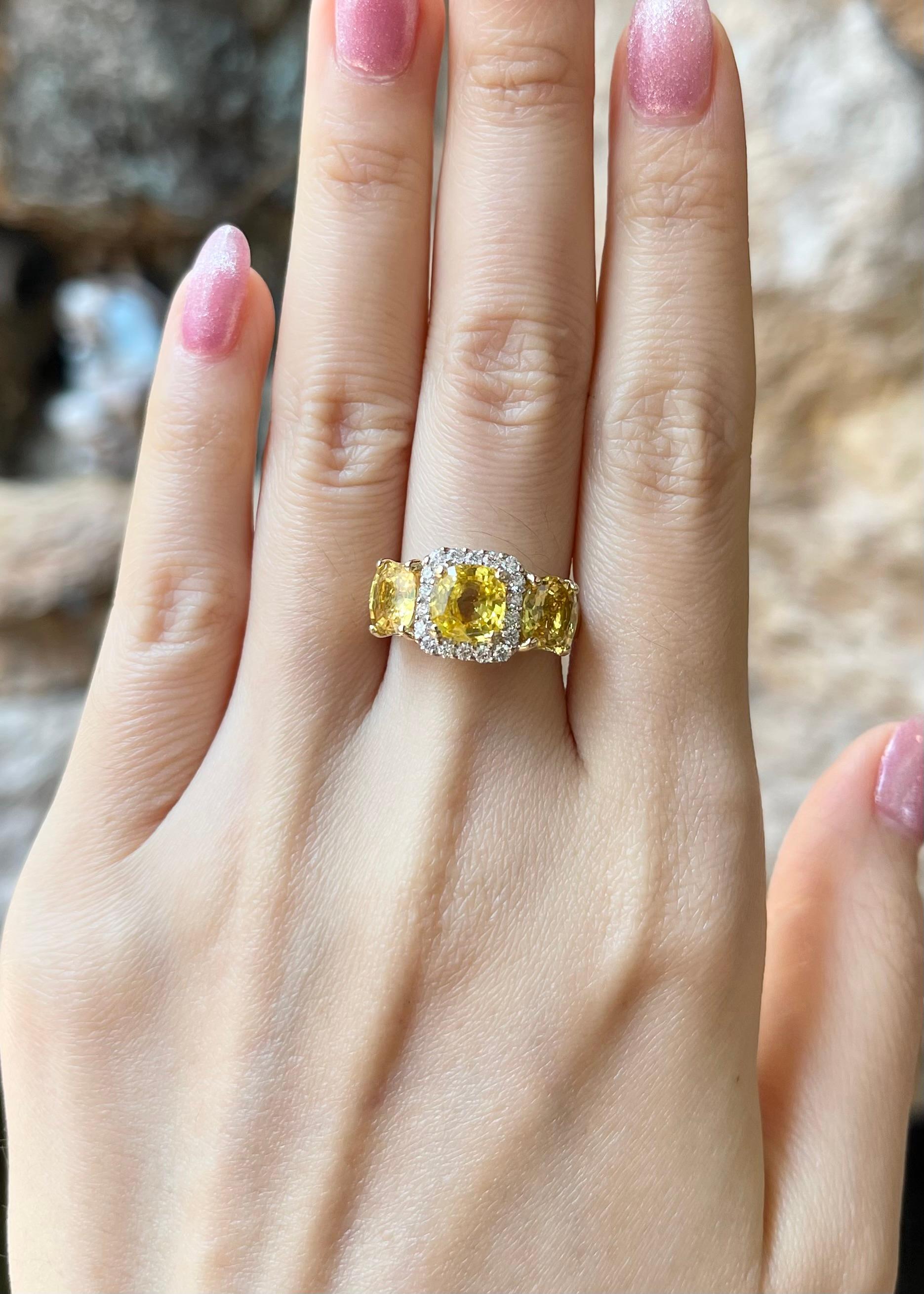 Yellow Sapphire 4.95 carats with Diamond 0.30 carat Ring set in 18K Gold Settings

Width:  2.0 cm 
Length: 1.0 cm
Ring Size: 52
Total Weight: 8.18 grams

