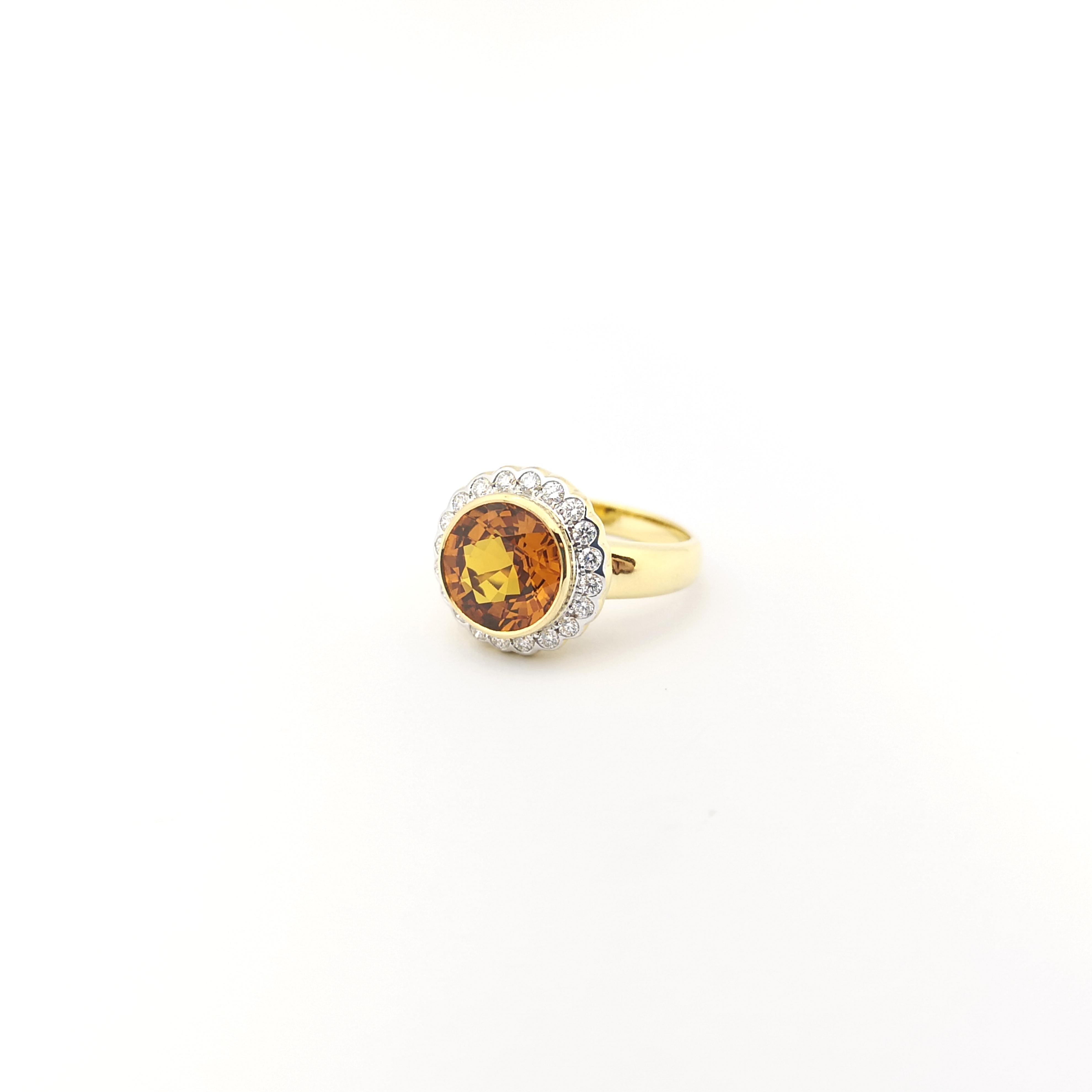 Yellow Sapphire with Diamond Ring set in 18K Gold Setting For Sale 1