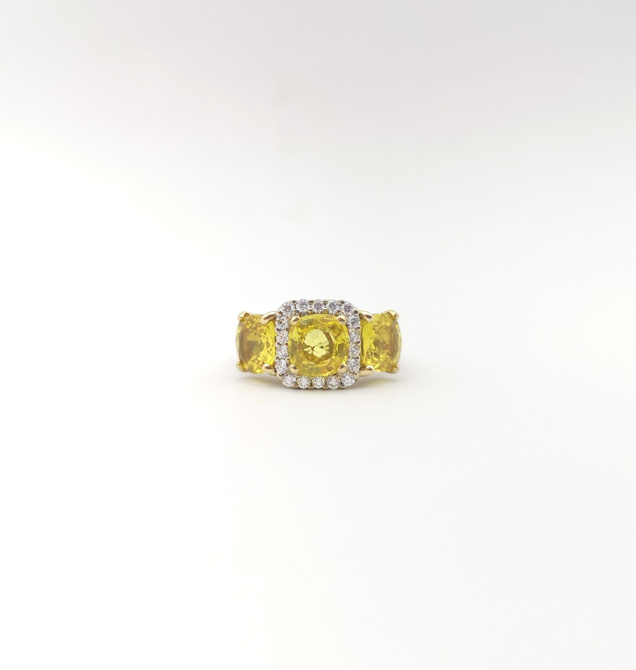 Yellow Sapphire with Diamond Ring set in 18K Gold Setting For Sale 1
