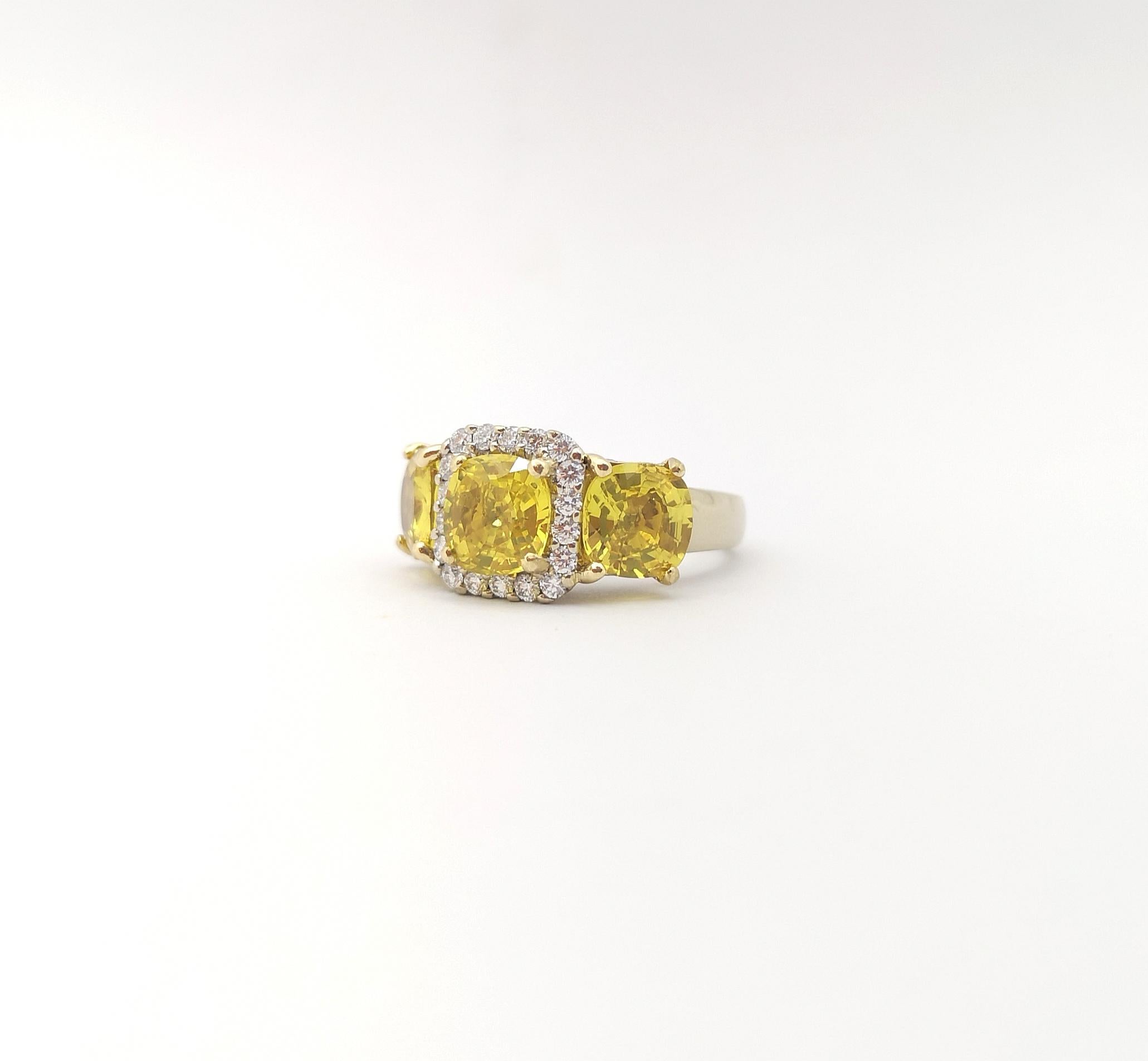 Yellow Sapphire with Diamond Ring set in 18K Gold Setting For Sale 2