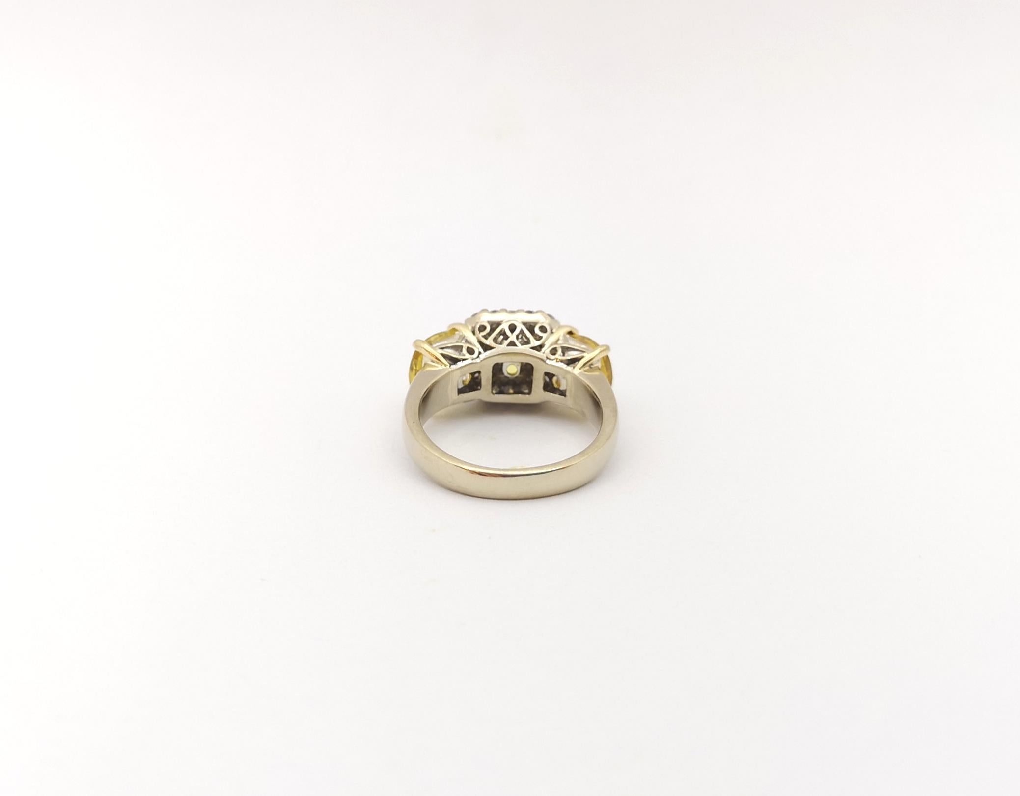 Yellow Sapphire with Diamond Ring set in 18K Gold Setting For Sale 3