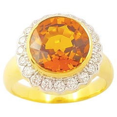 Bague en or 18 carats avec saphir jaune et diamant