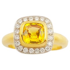 Yellow Sapphire with Diamond Ring set in 18K Gold Setting