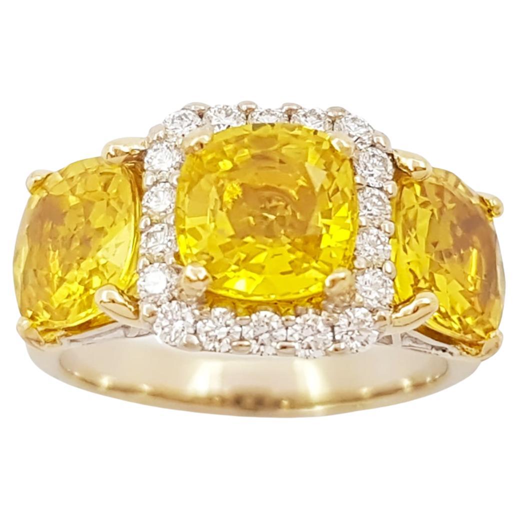 Yellow Sapphire with Diamond Ring set in 18K Gold Setting