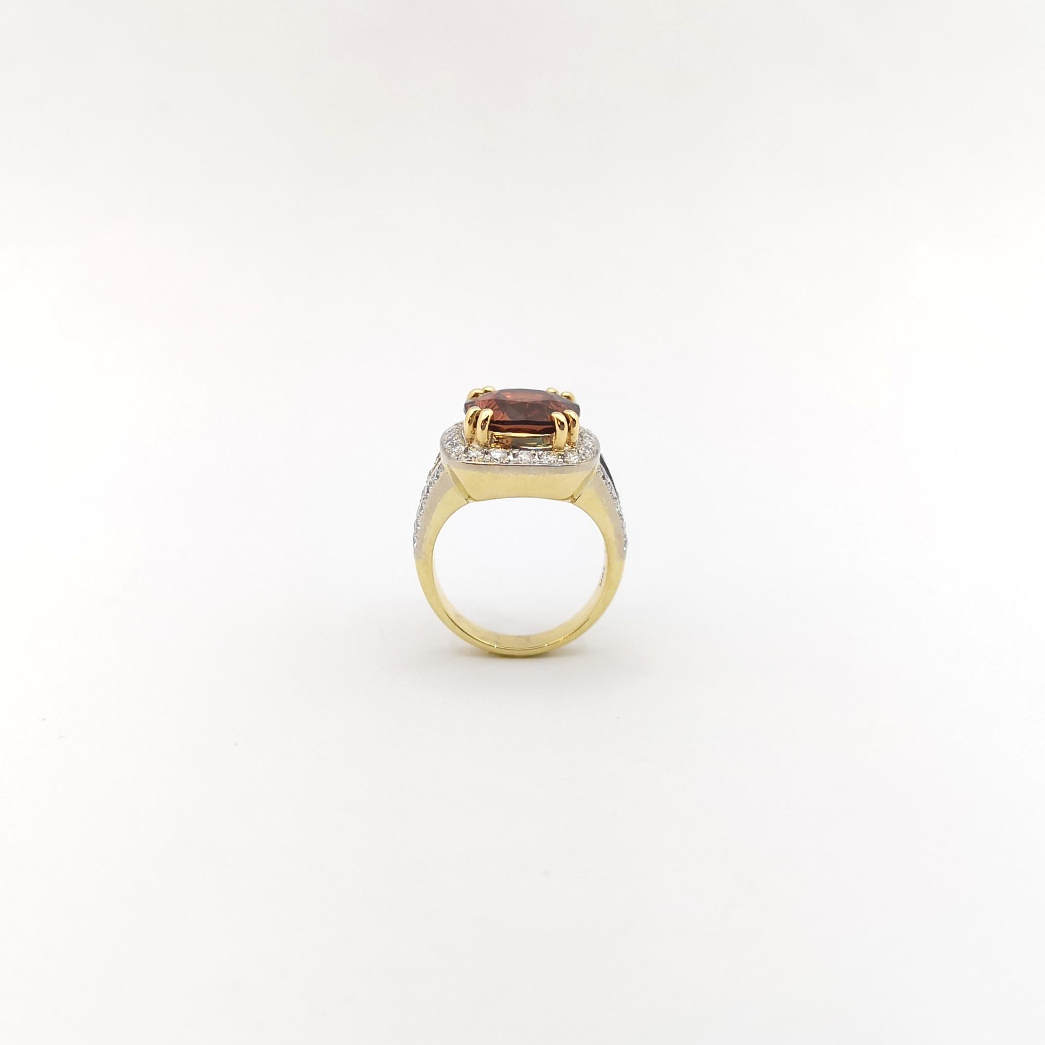 Bague en saphir jaune et diamant sertie en or 18K en vente 5