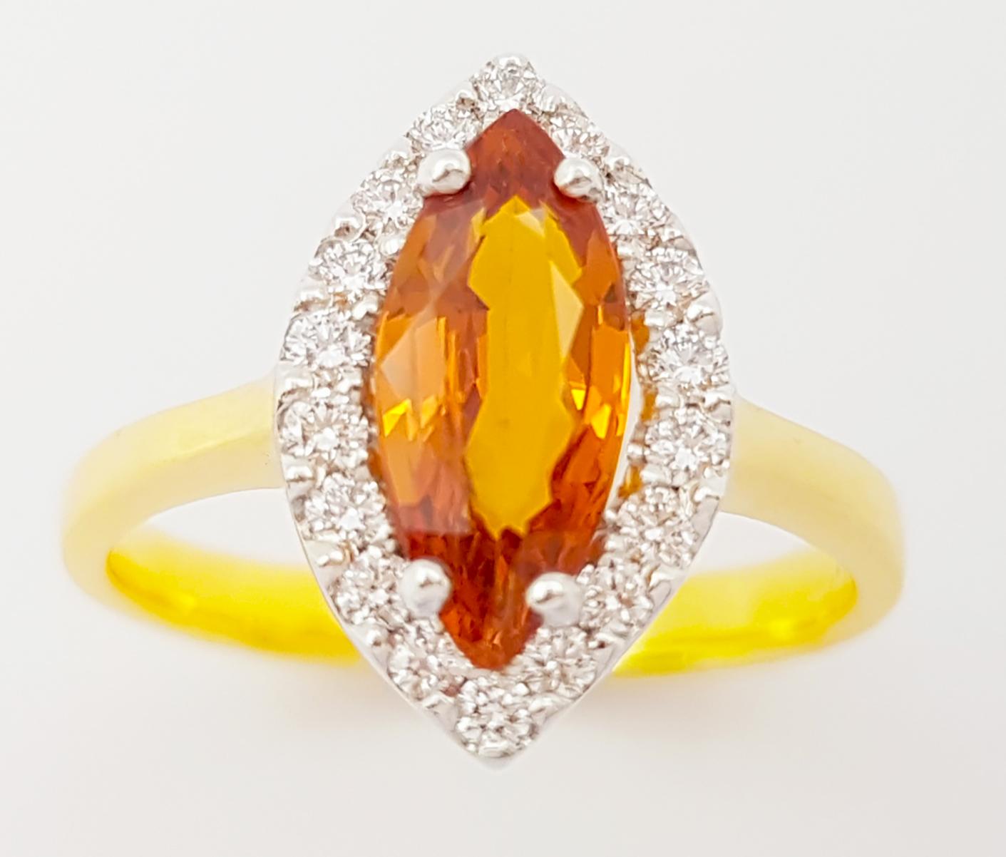 Bague en saphir jaune et diamant sertie en or 18K en vente 5