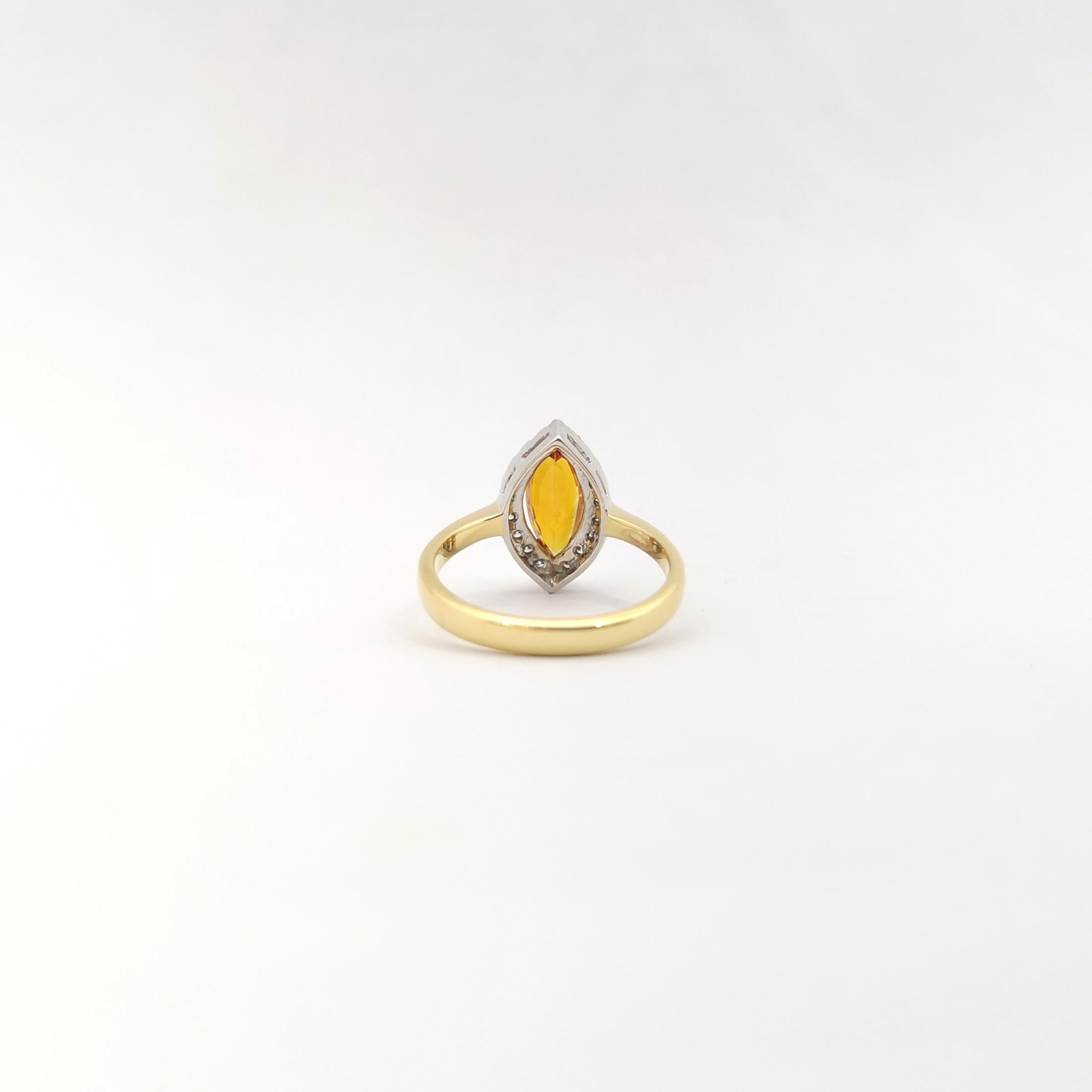 Bague en saphir jaune et diamant sertie en or 18K en vente 6