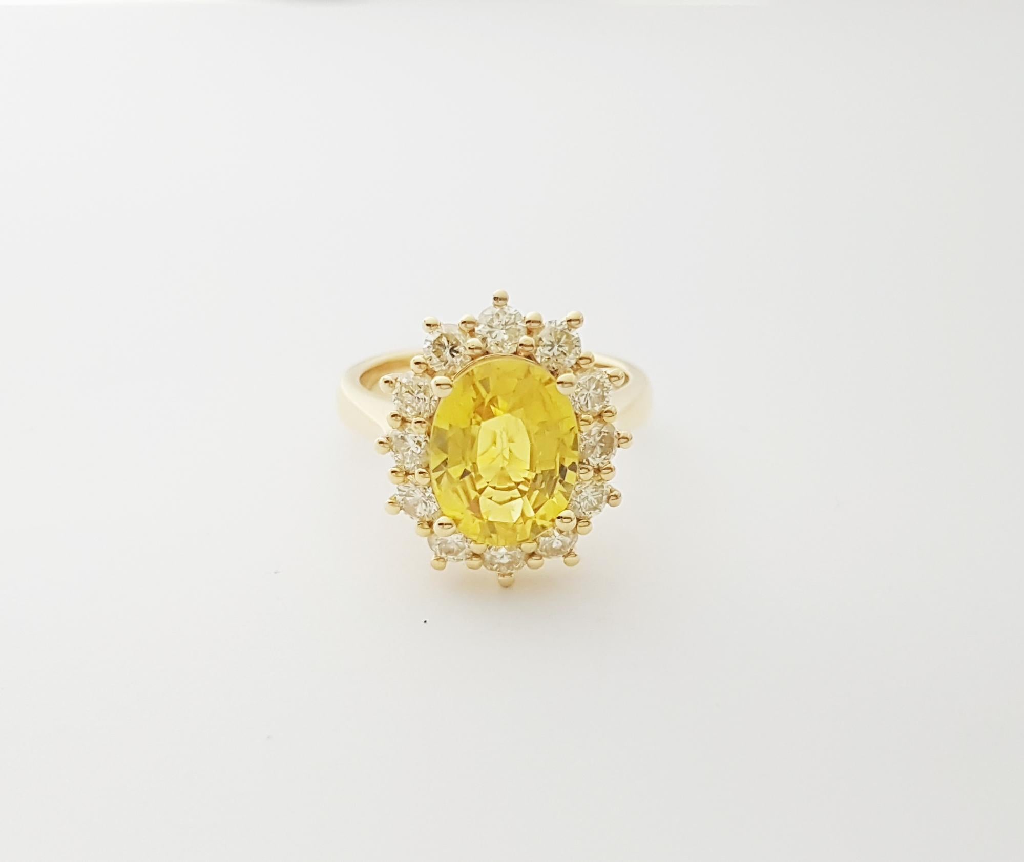 Gelber Saphir mit Diamantring in 18 Karat Gold gefasst im Angebot 6