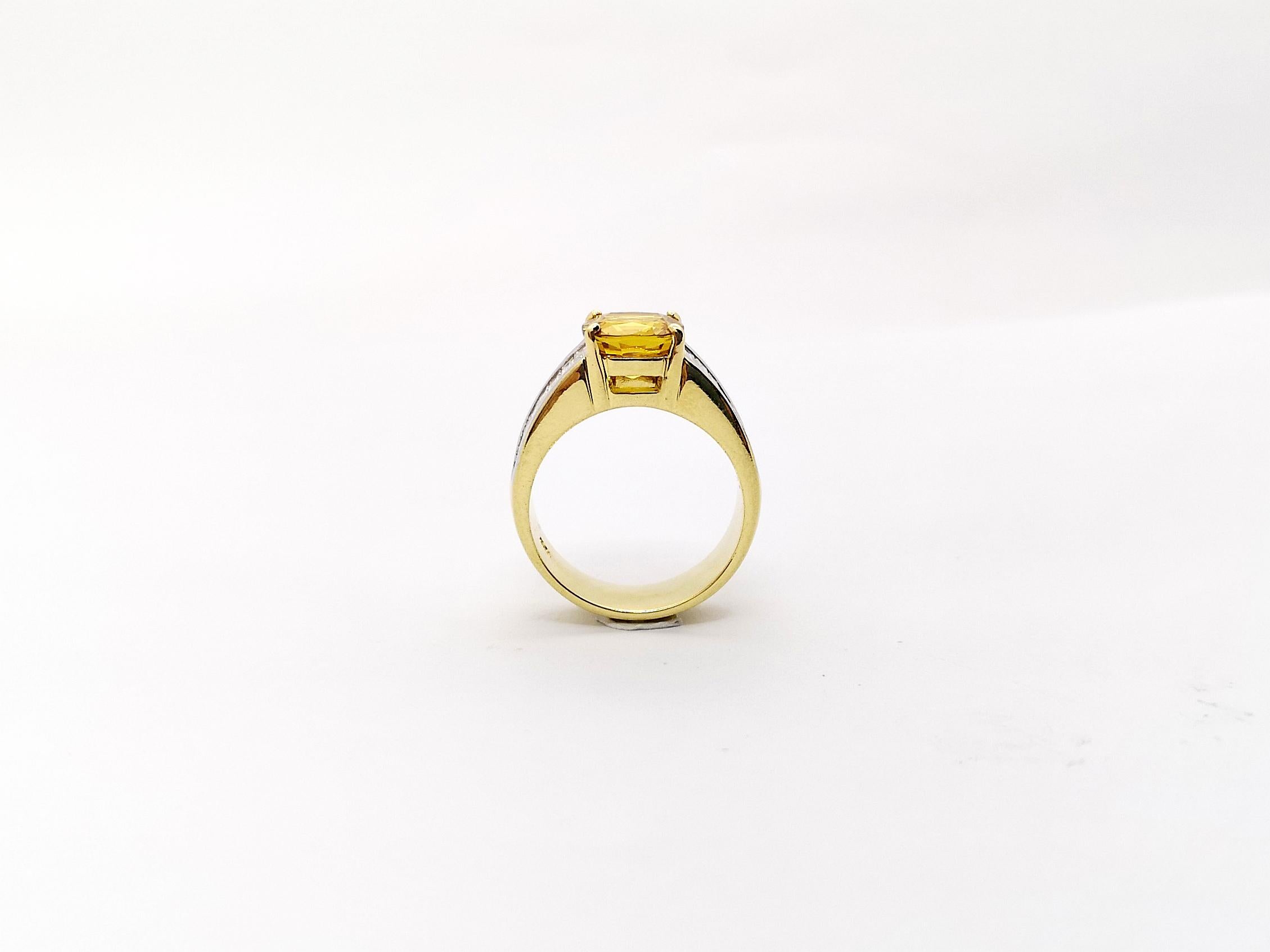 Yellow Sapphire with Diamond Ring Set in 18k Gold Settings For Sale 7