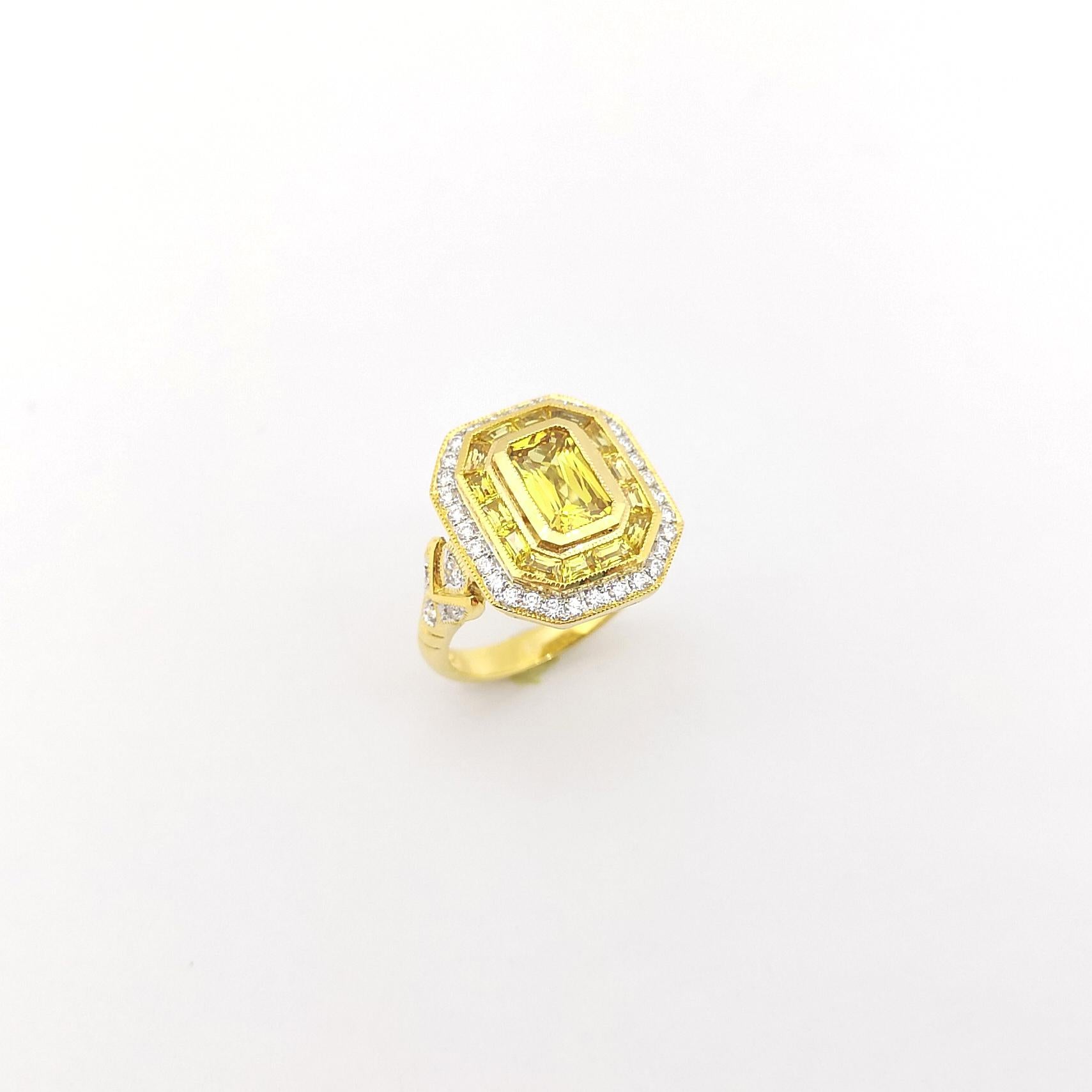 Gelber Saphir mit Diamantring in 18 Karat Gold gefasst im Angebot 7
