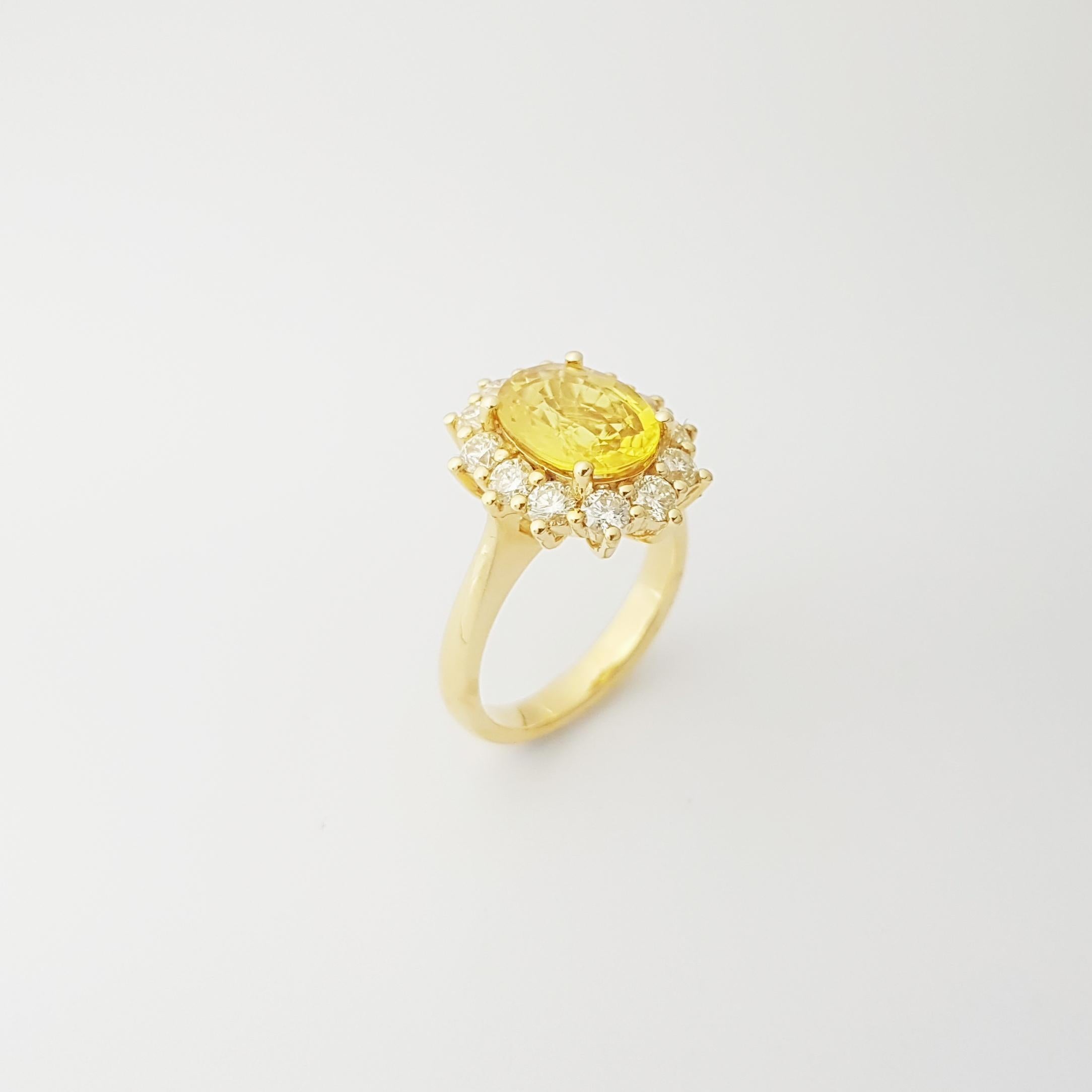 Gelber Saphir mit Diamantring in 18 Karat Gold gefasst im Angebot 7