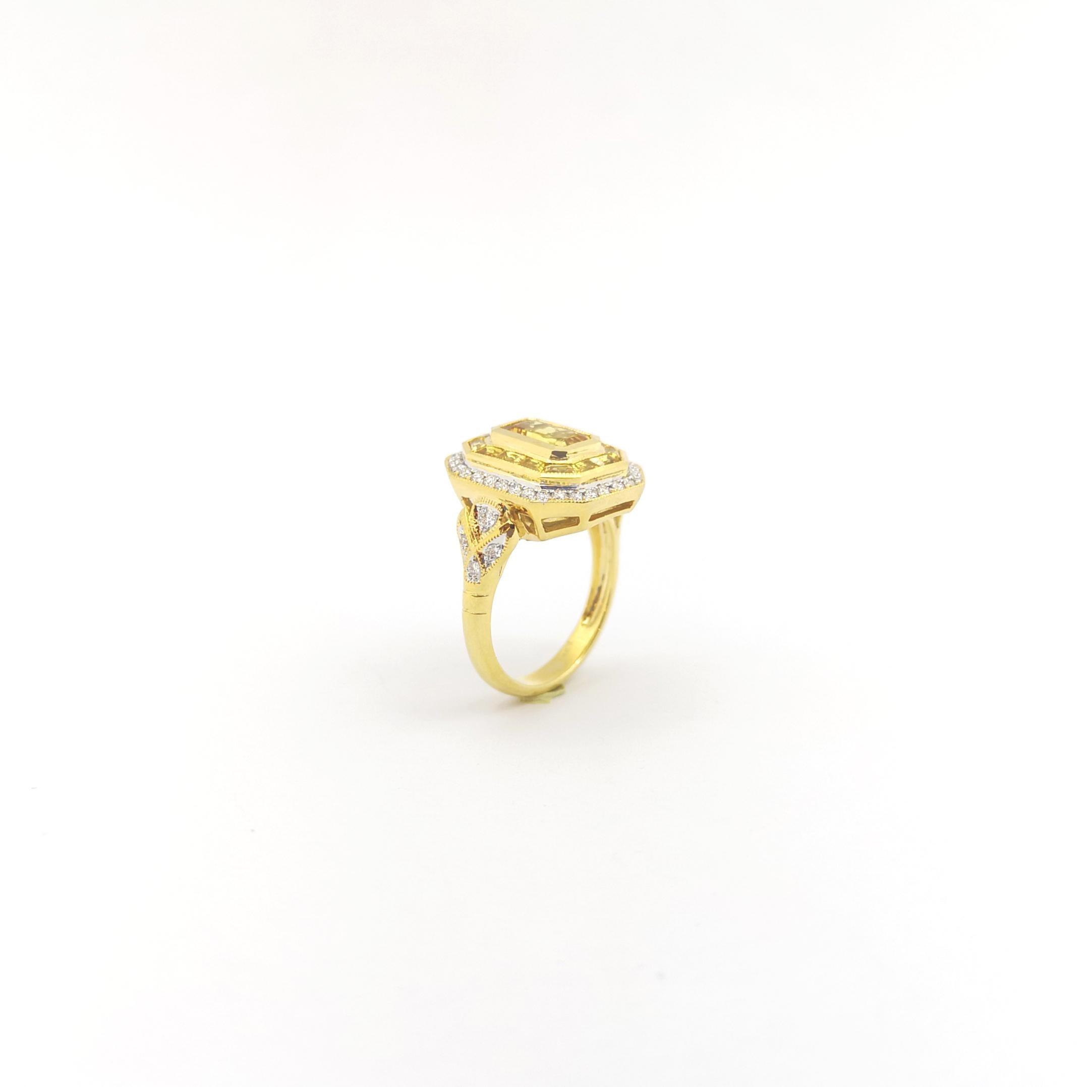Gelber Saphir mit Diamantring in 18 Karat Gold gefasst im Angebot 8