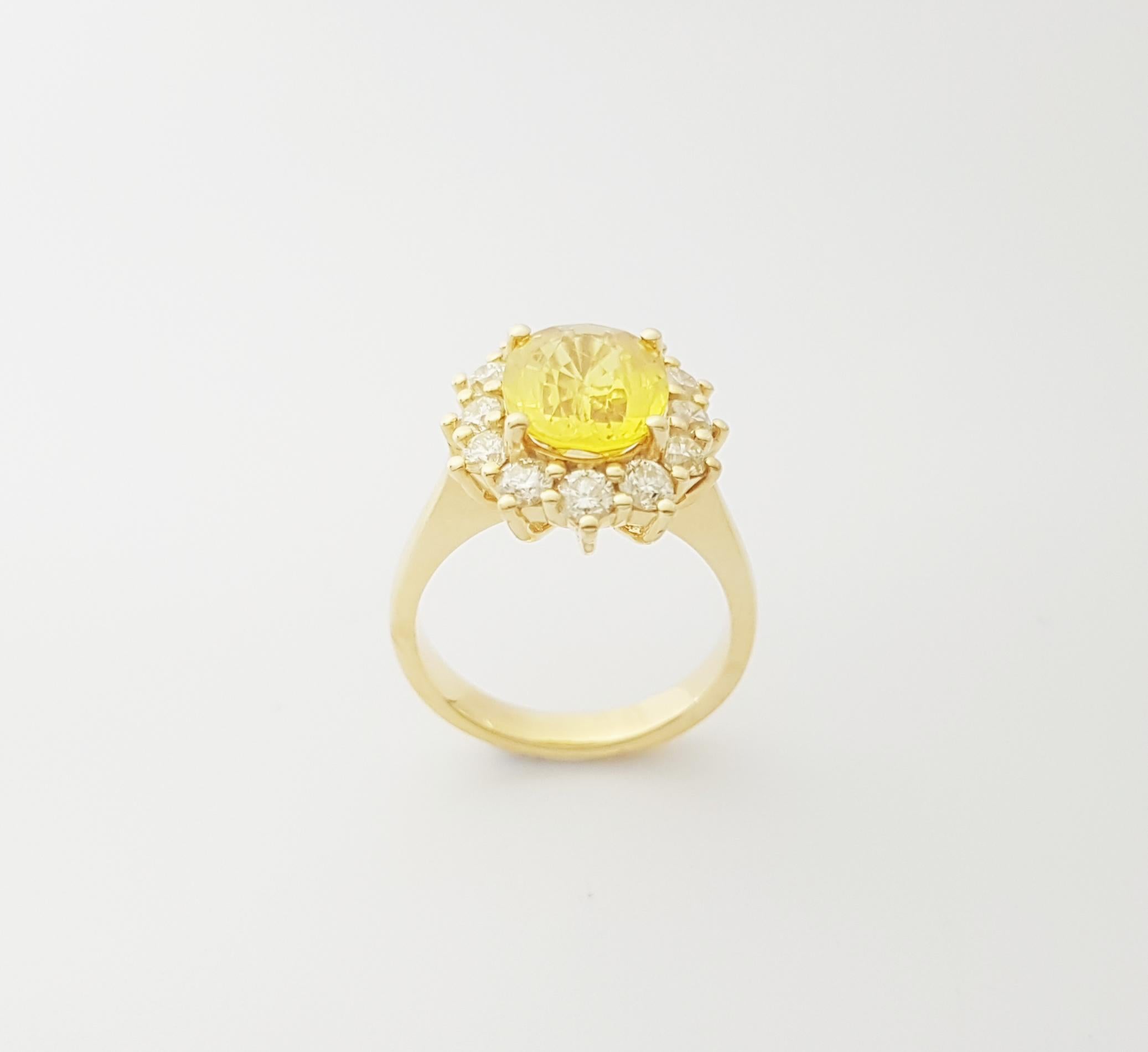 Gelber Saphir mit Diamantring in 18 Karat Gold gefasst im Angebot 8