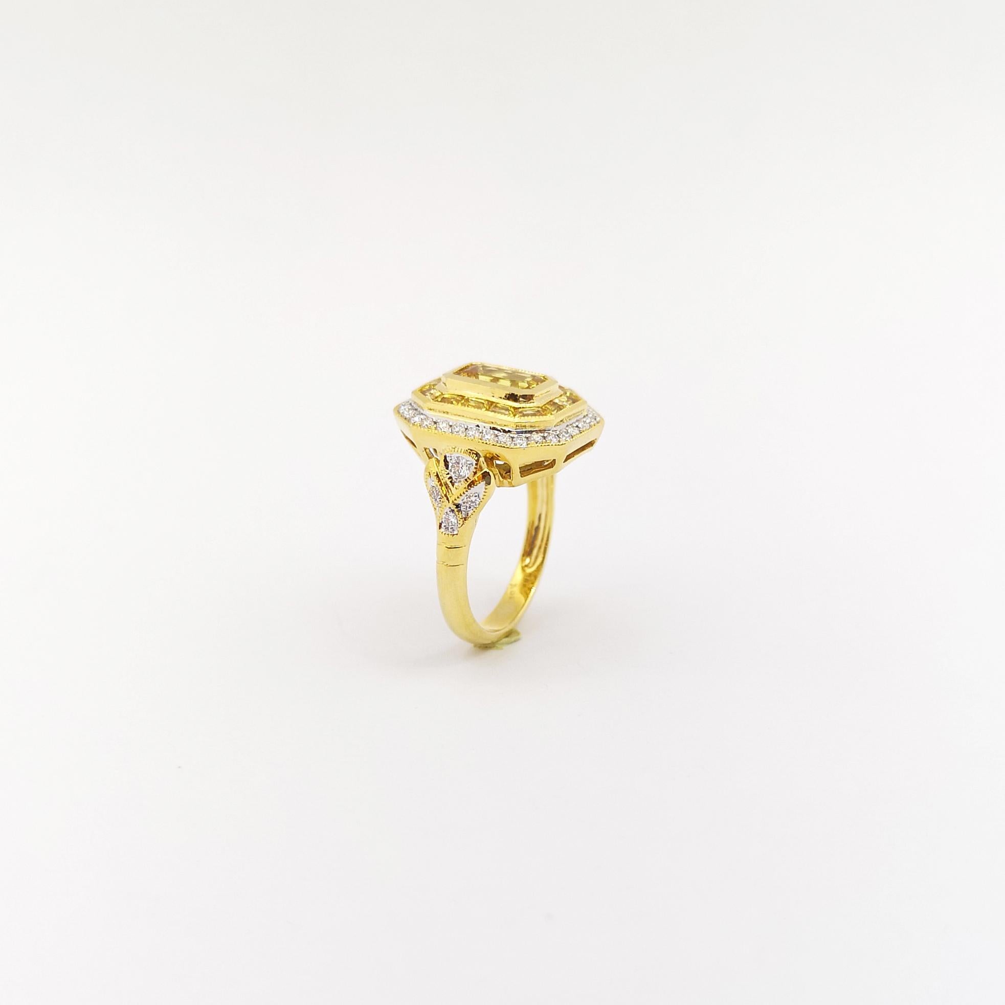 Gelber Saphir mit Diamantring in 18 Karat Gold gefasst im Angebot 9