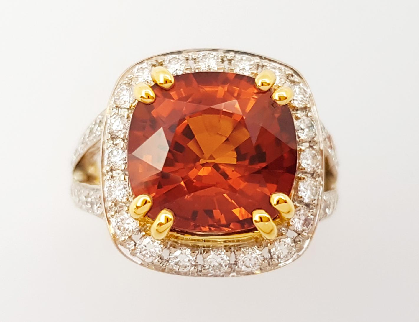 Bague en saphir jaune et diamant sertie en or 18K en vente 10
