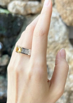 Yellow Sapphire with Diamond Ring Set in 18k Gold Settings