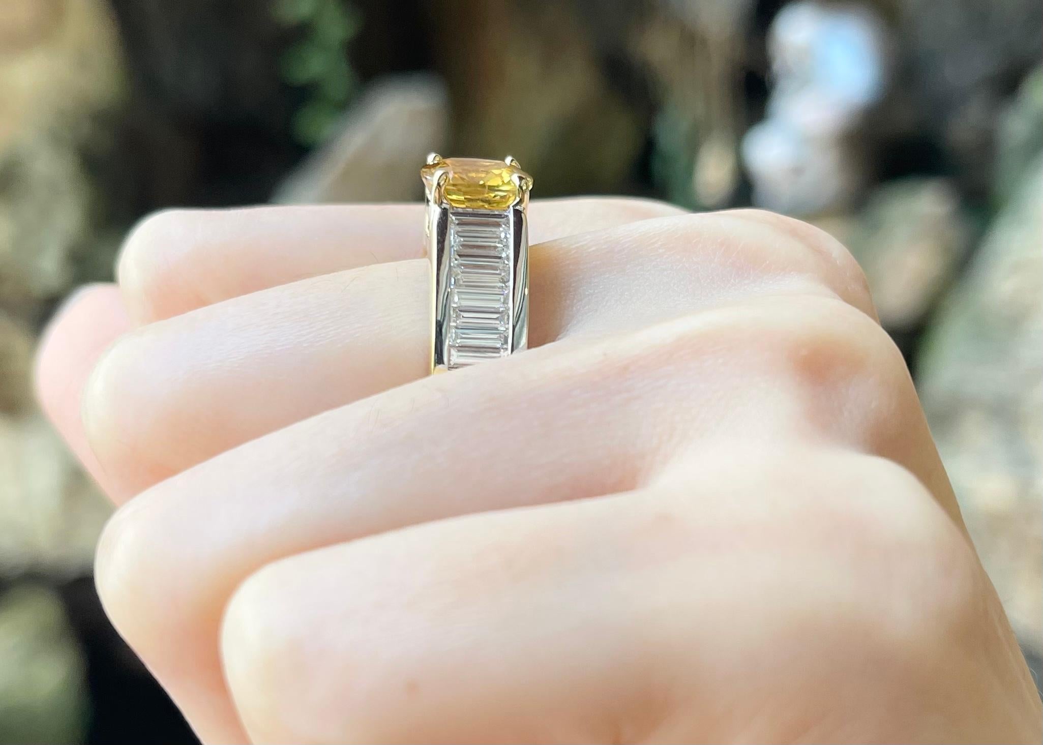 Yellow Sapphire with Diamond Ring Set in 18k Gold Settings For Sale 1