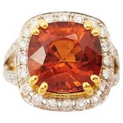 Bague en saphir jaune et diamant sertie en or 18K