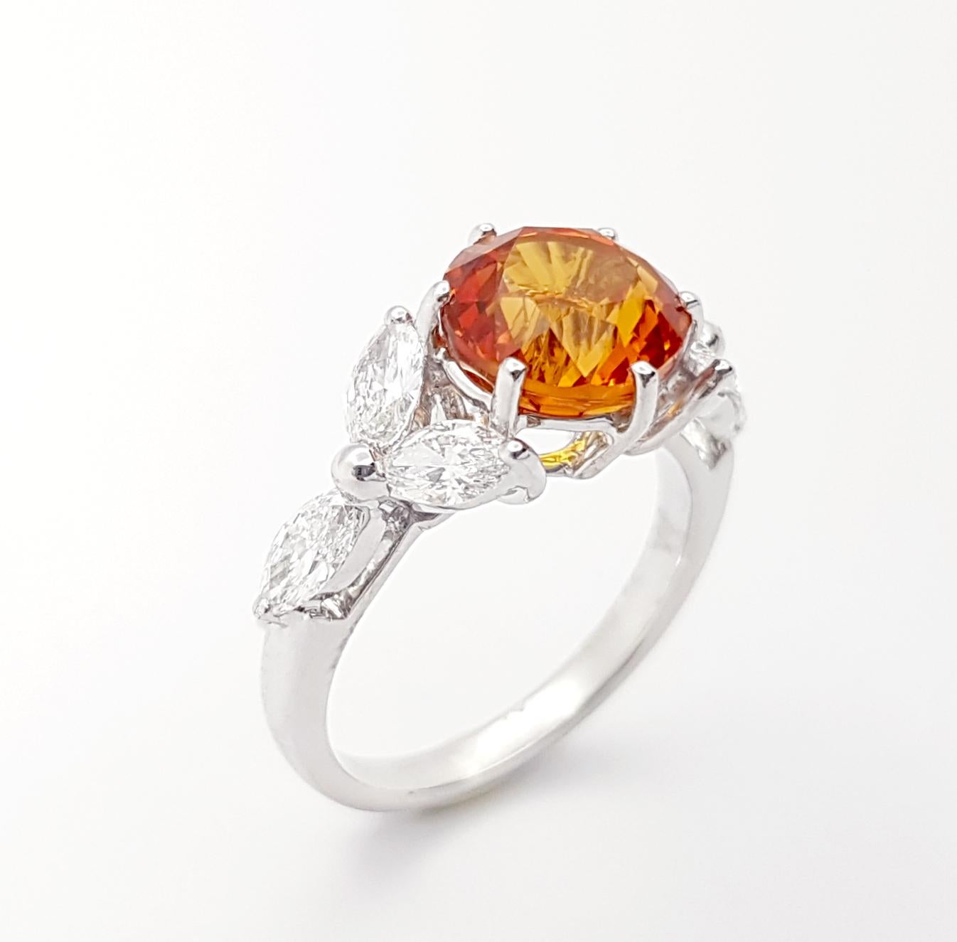 Yellow Sapphire with Diamond Ring set in 18K White Gold Settings For Sale 4