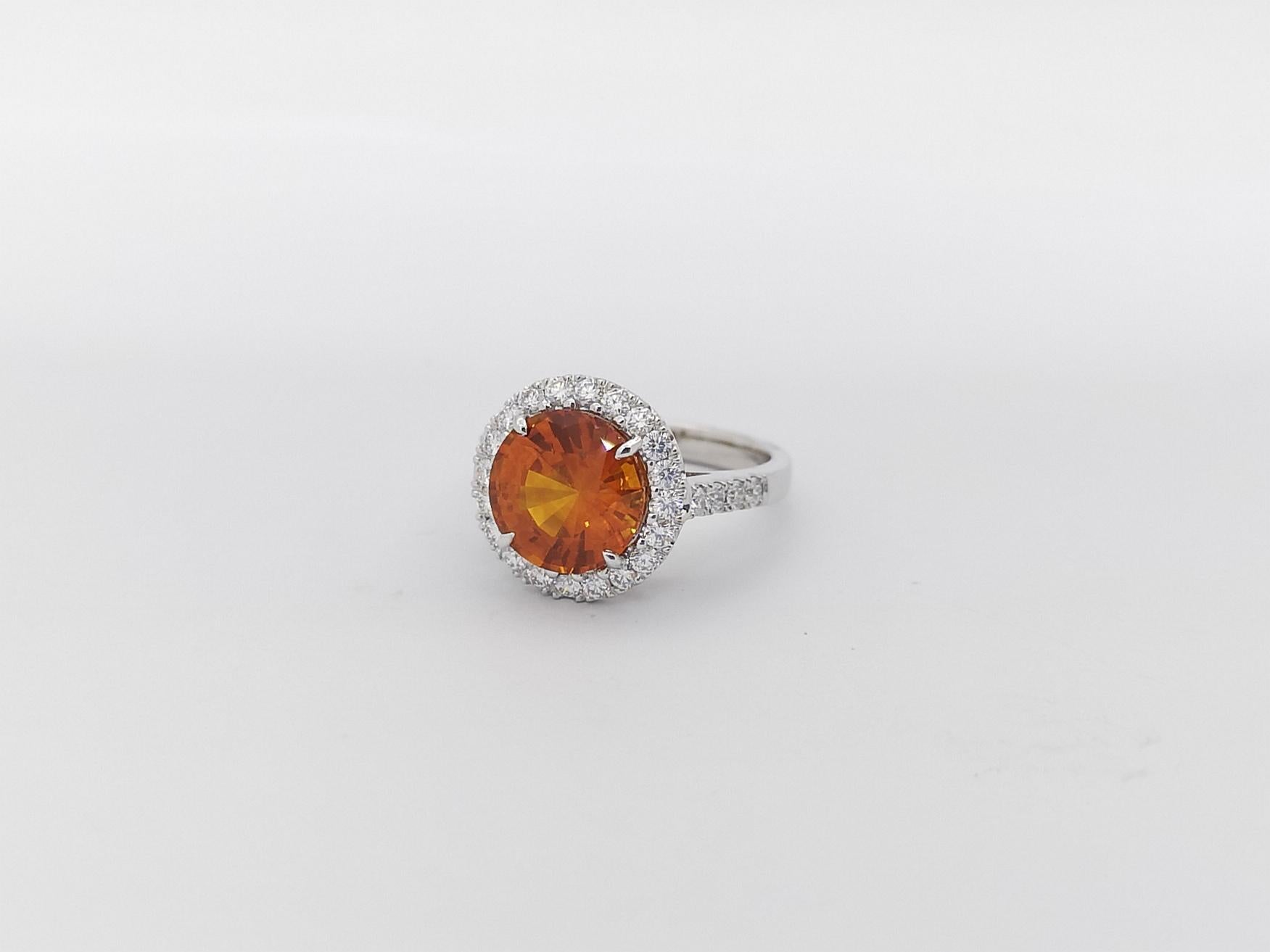 Bague en saphir jaune et diamant sertie d'or blanc 18K en vente 5