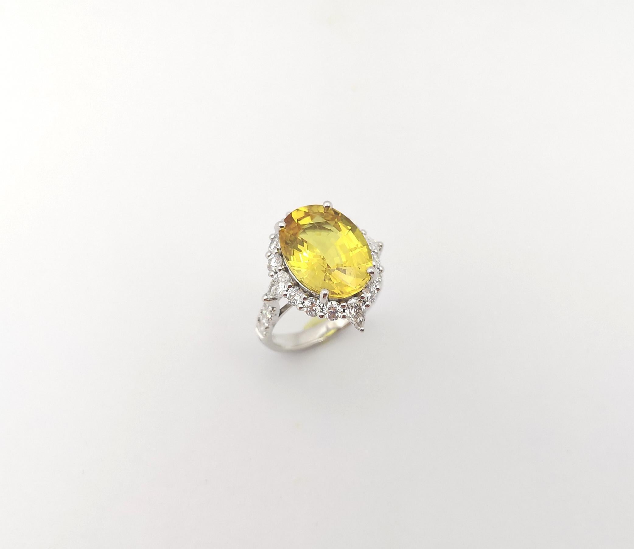 Bague en saphir jaune et diamant sertie d'or blanc 18K en vente 5
