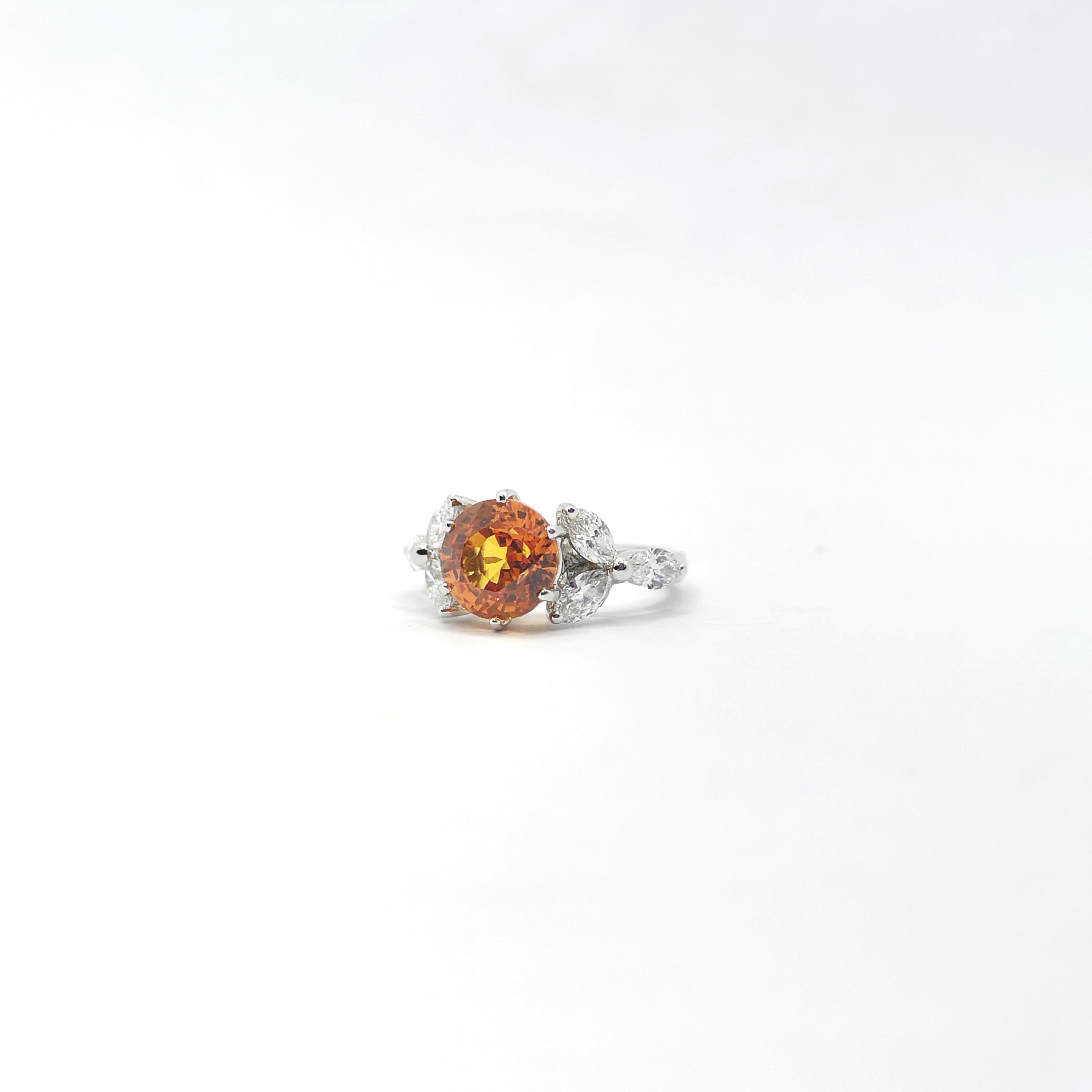 Yellow Sapphire with Diamond Ring set in 18K White Gold Settings For Sale 5