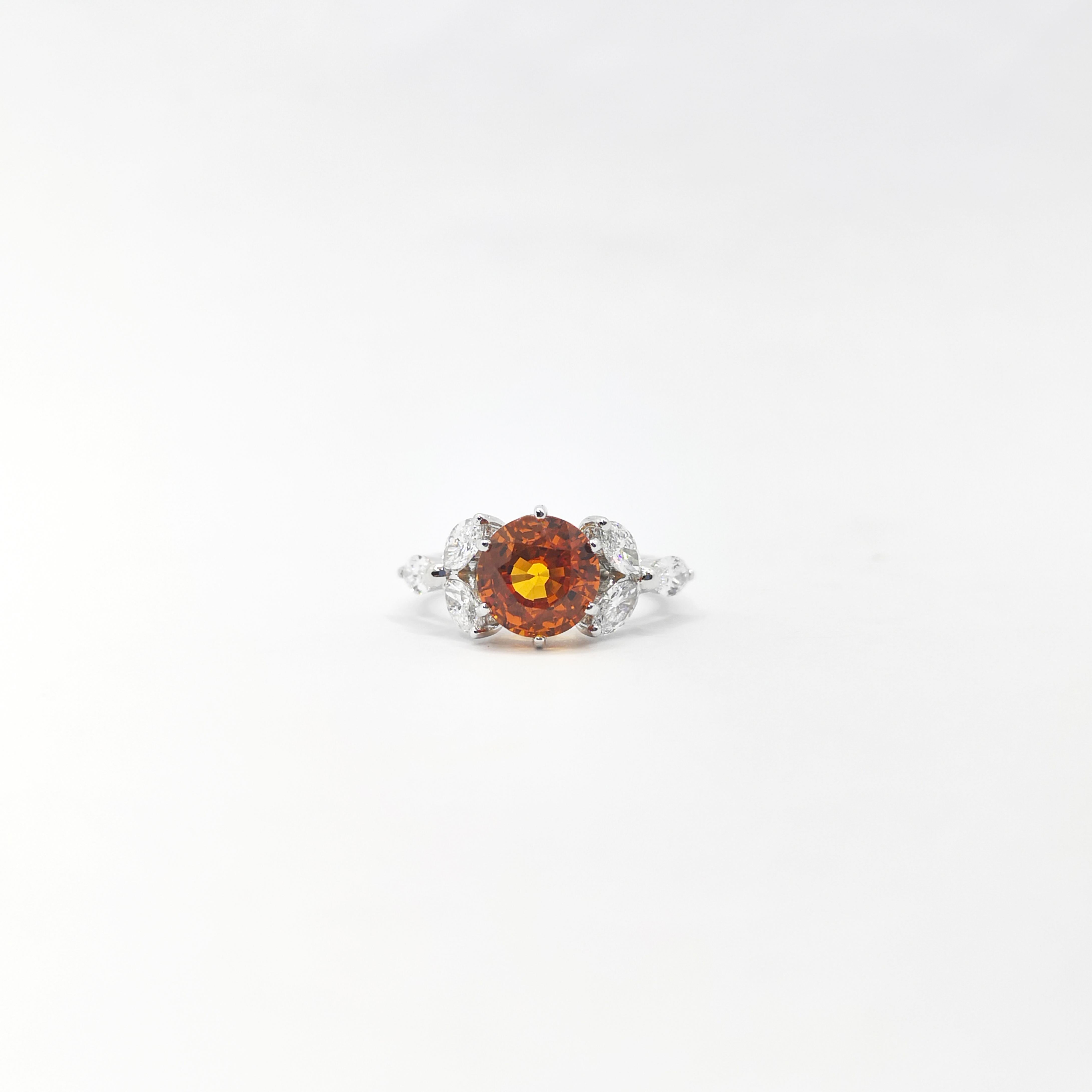 Yellow Sapphire with Diamond Ring set in 18K White Gold Settings For Sale 6