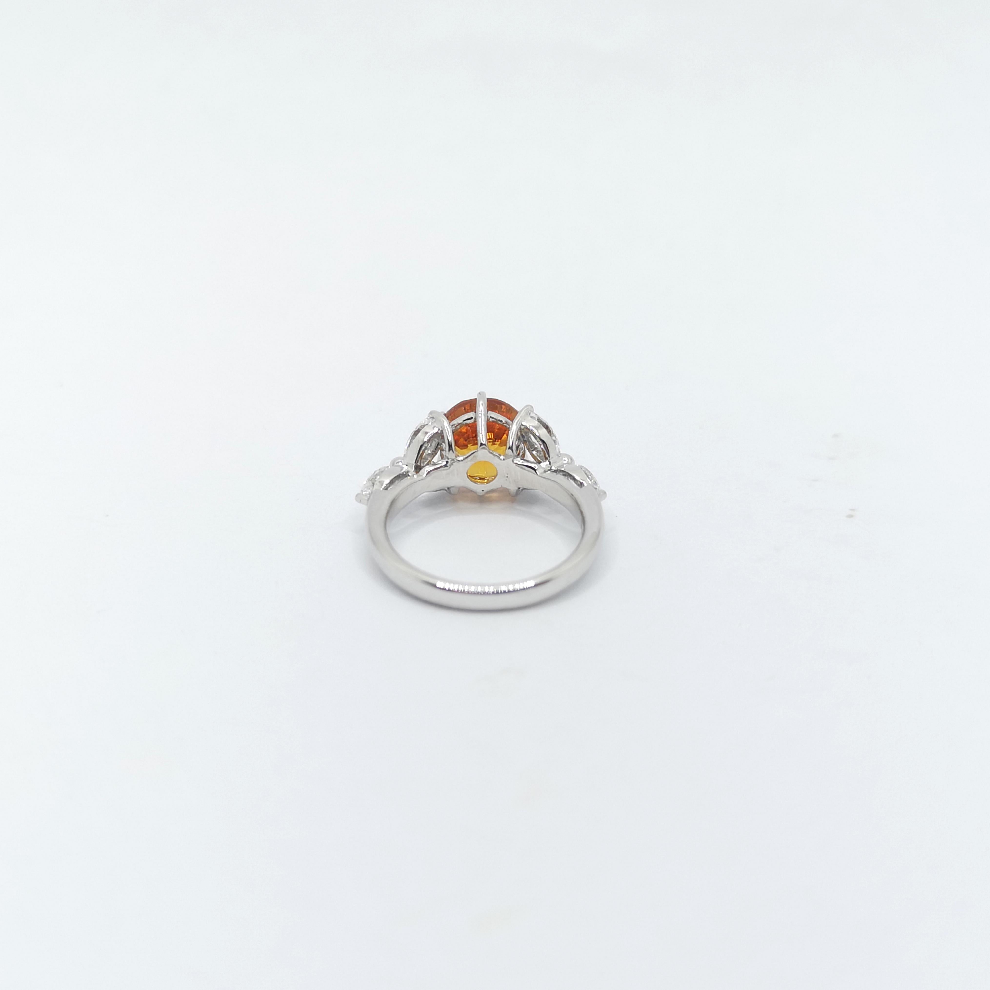 Yellow Sapphire with Diamond Ring set in 18K White Gold Settings For Sale 7