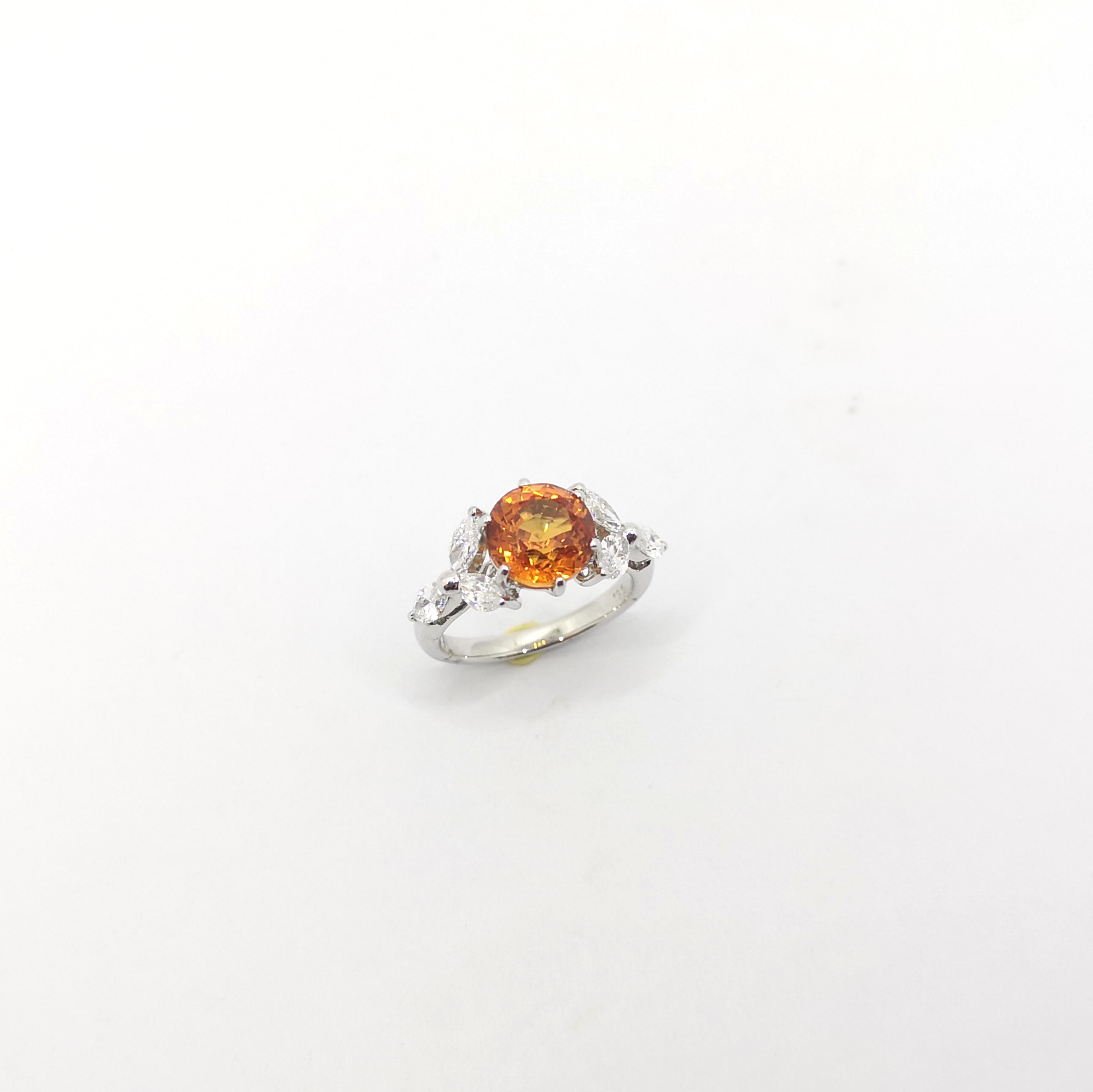 Yellow Sapphire with Diamond Ring set in 18K White Gold Settings For Sale 8