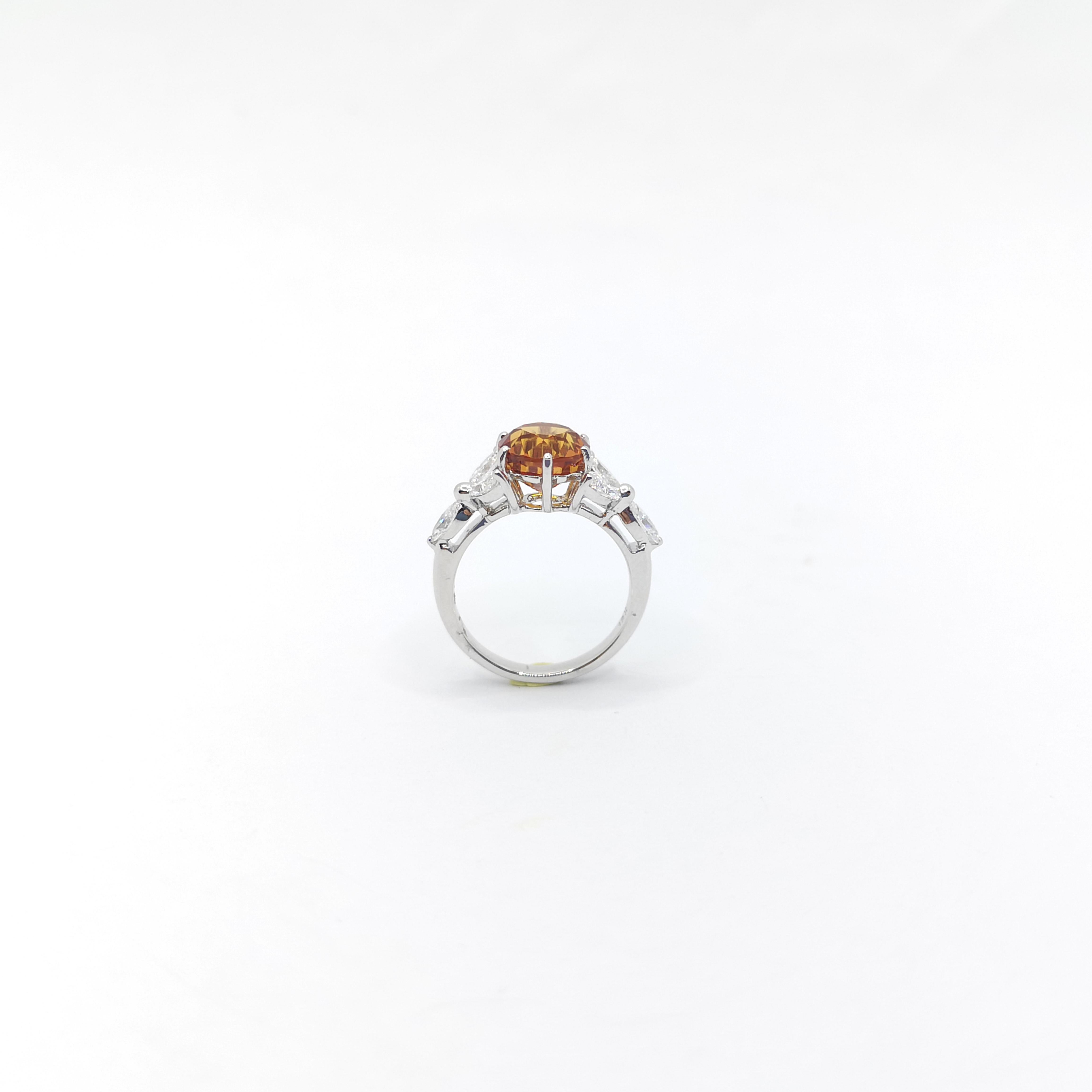 Yellow Sapphire with Diamond Ring set in 18K White Gold Settings For Sale 9