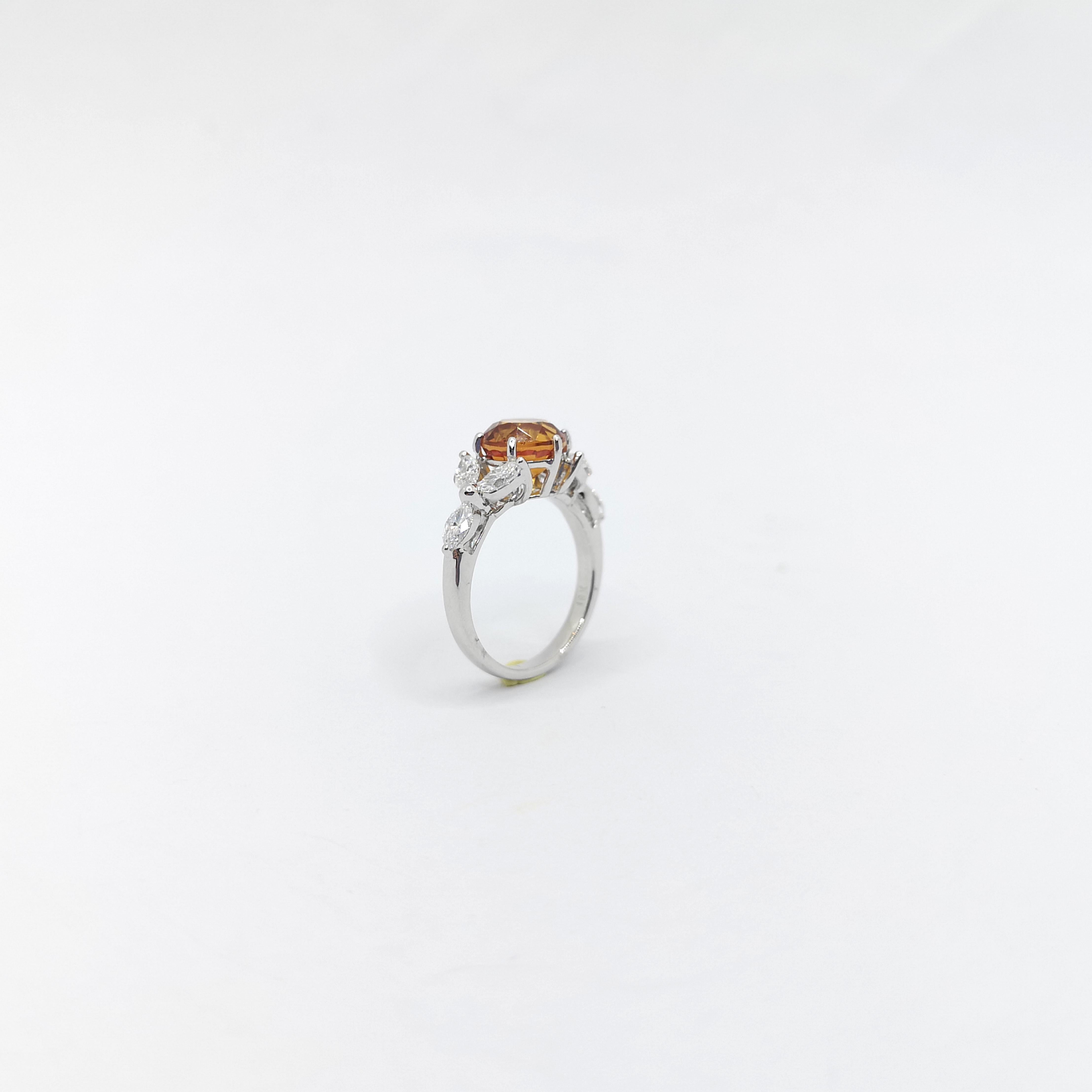 Yellow Sapphire with Diamond Ring set in 18K White Gold Settings For Sale 10