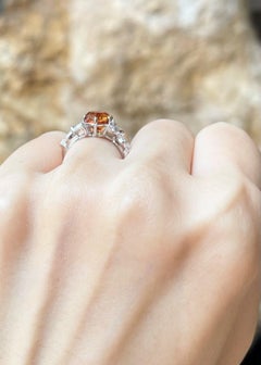 Yellow Sapphire with Diamond Ring set in 18K White Gold Settings