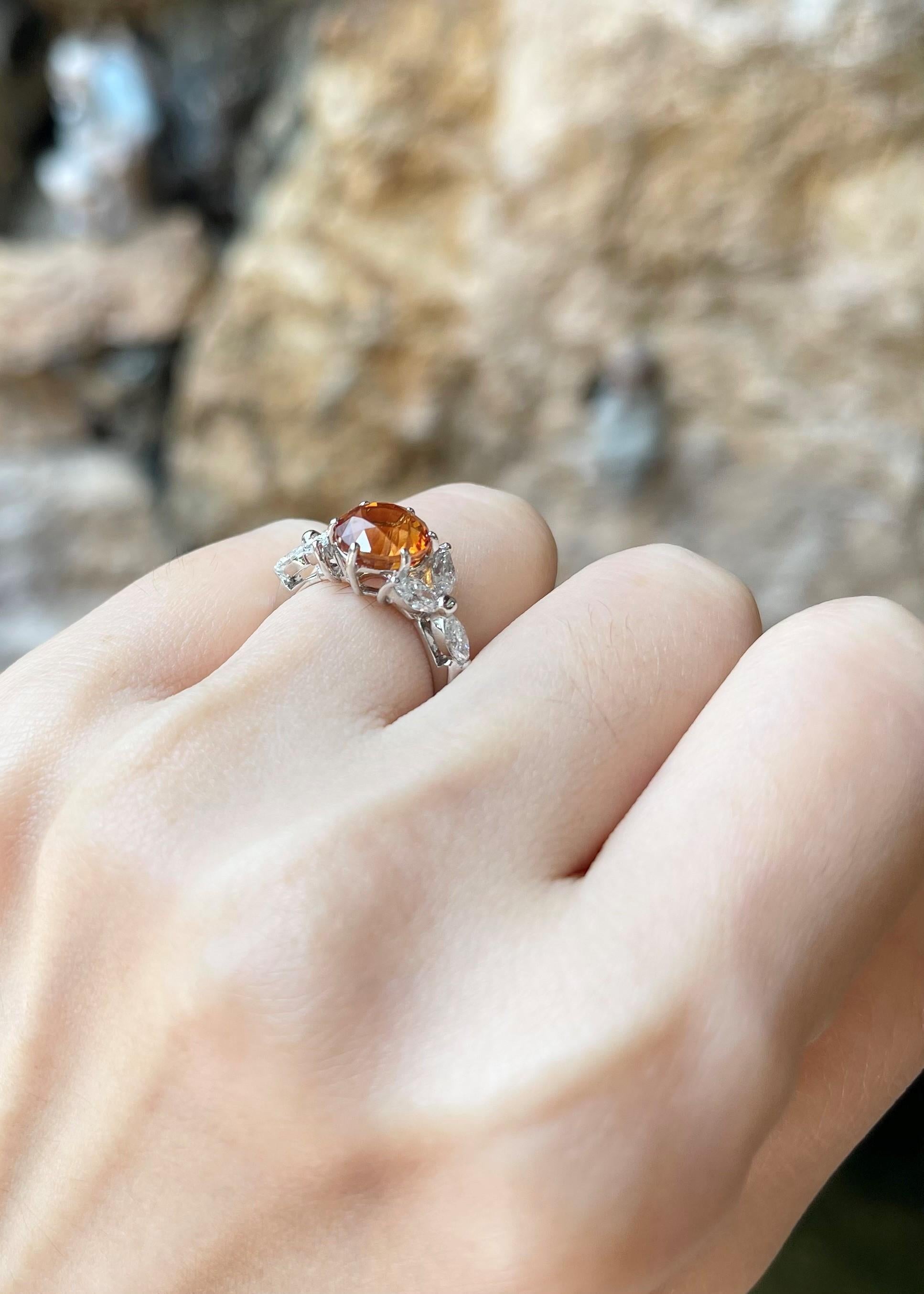 Contemporary Yellow Sapphire with Diamond Ring set in 18K White Gold Settings For Sale