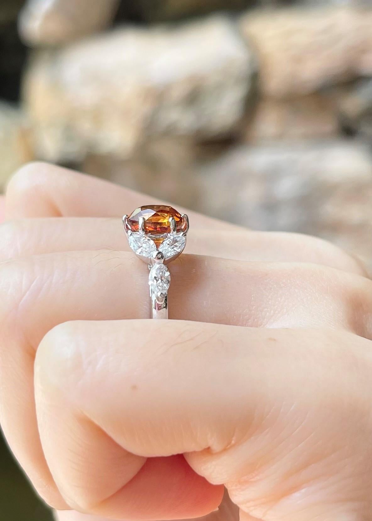 Women's Yellow Sapphire with Diamond Ring set in 18K White Gold Settings For Sale