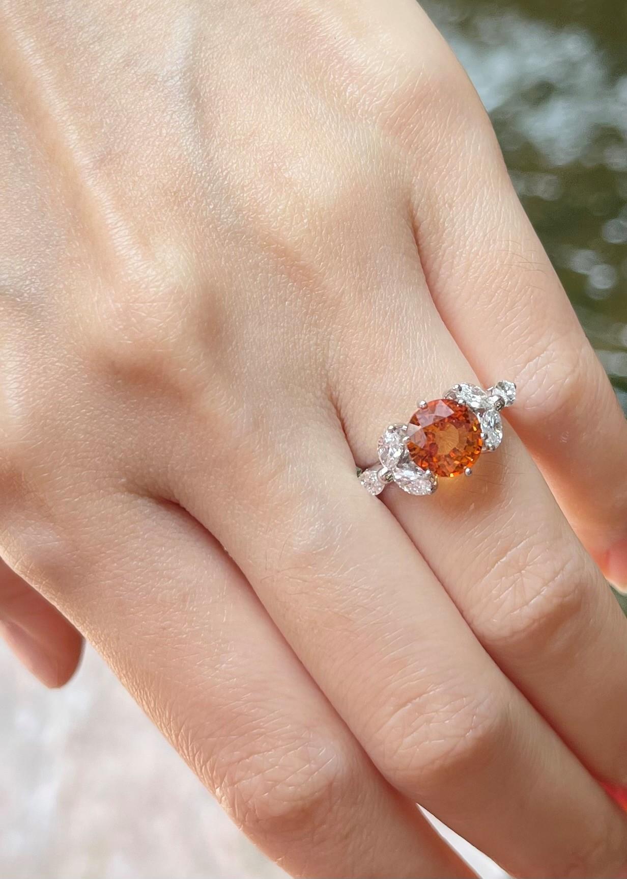 Yellow Sapphire with Diamond Ring set in 18K White Gold Settings For Sale 1
