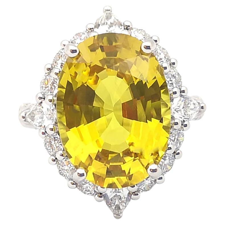 Yellow Sapphire with Diamond Ring set in 18K White Gold Settings