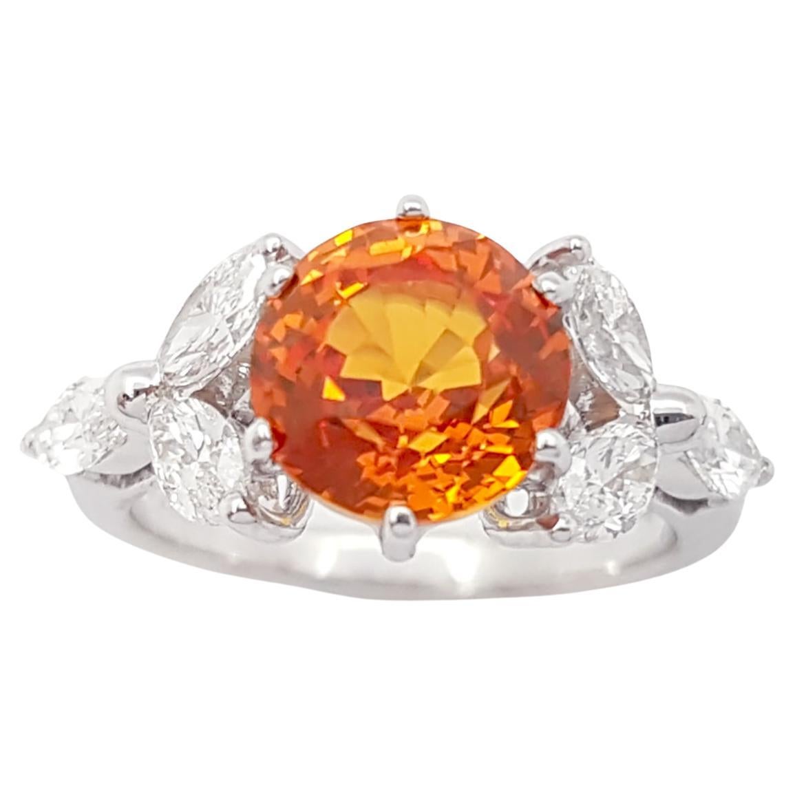 Yellow Sapphire with Diamond Ring set in 18K White Gold Settings For Sale