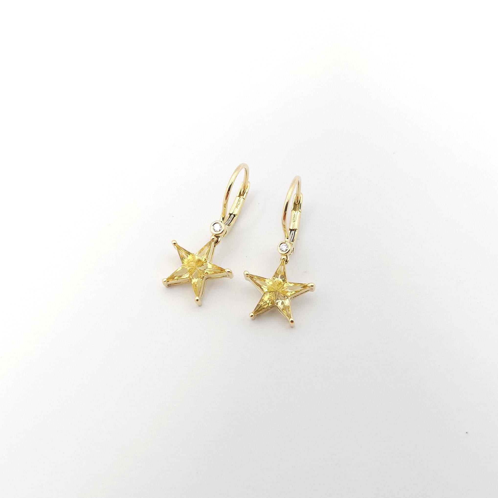Yellow Sapphire with Diamond Star Earrings set in 18K Gold Settings For Sale 4