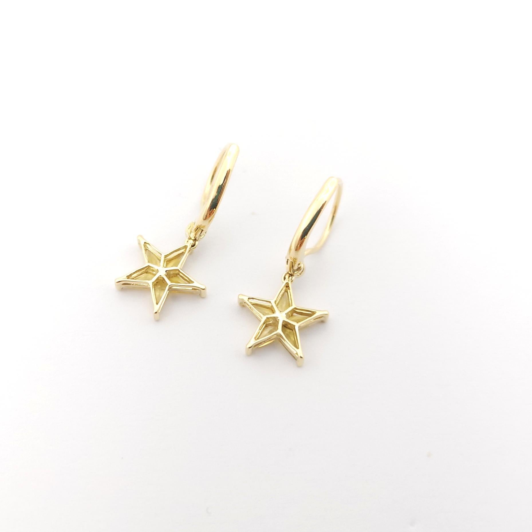 Gelber Saphir mit Diamant-Stern-Ohrringe in 18 Karat Goldfassungen gefasst Damen im Angebot