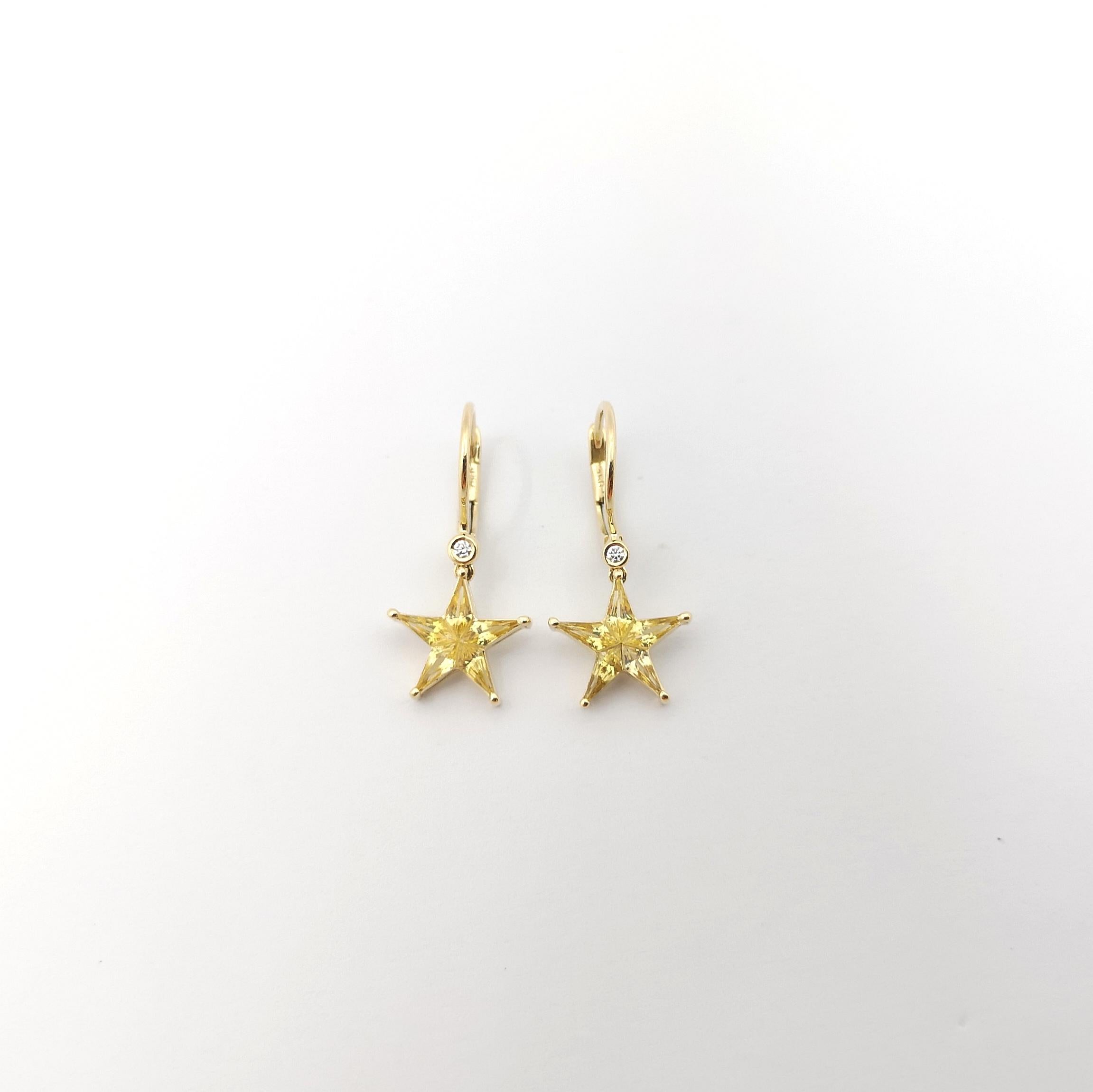 Gelber Saphir mit Diamant-Stern-Ohrringe in 18 Karat Goldfassungen gefasst im Angebot 3