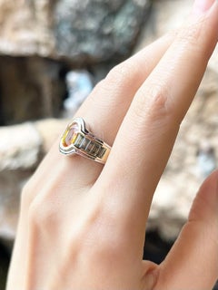 Yellow Sapphire with Green Sapphire Ring set in 18K Yellow/White Gold Settings