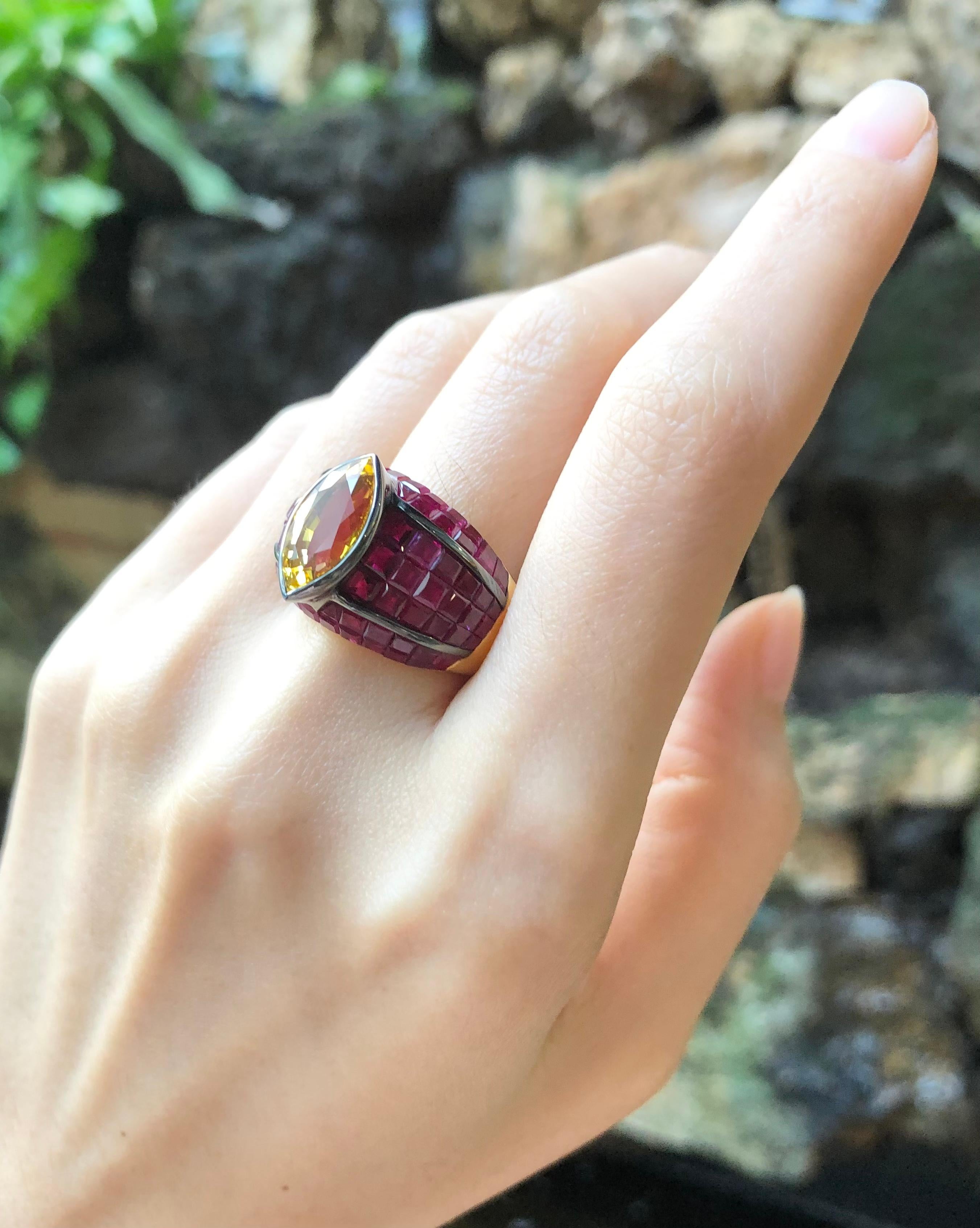 yellow sapphire and ruby ring