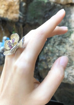 Yellow Sapphire with Ruby Ring set in Silver Settings