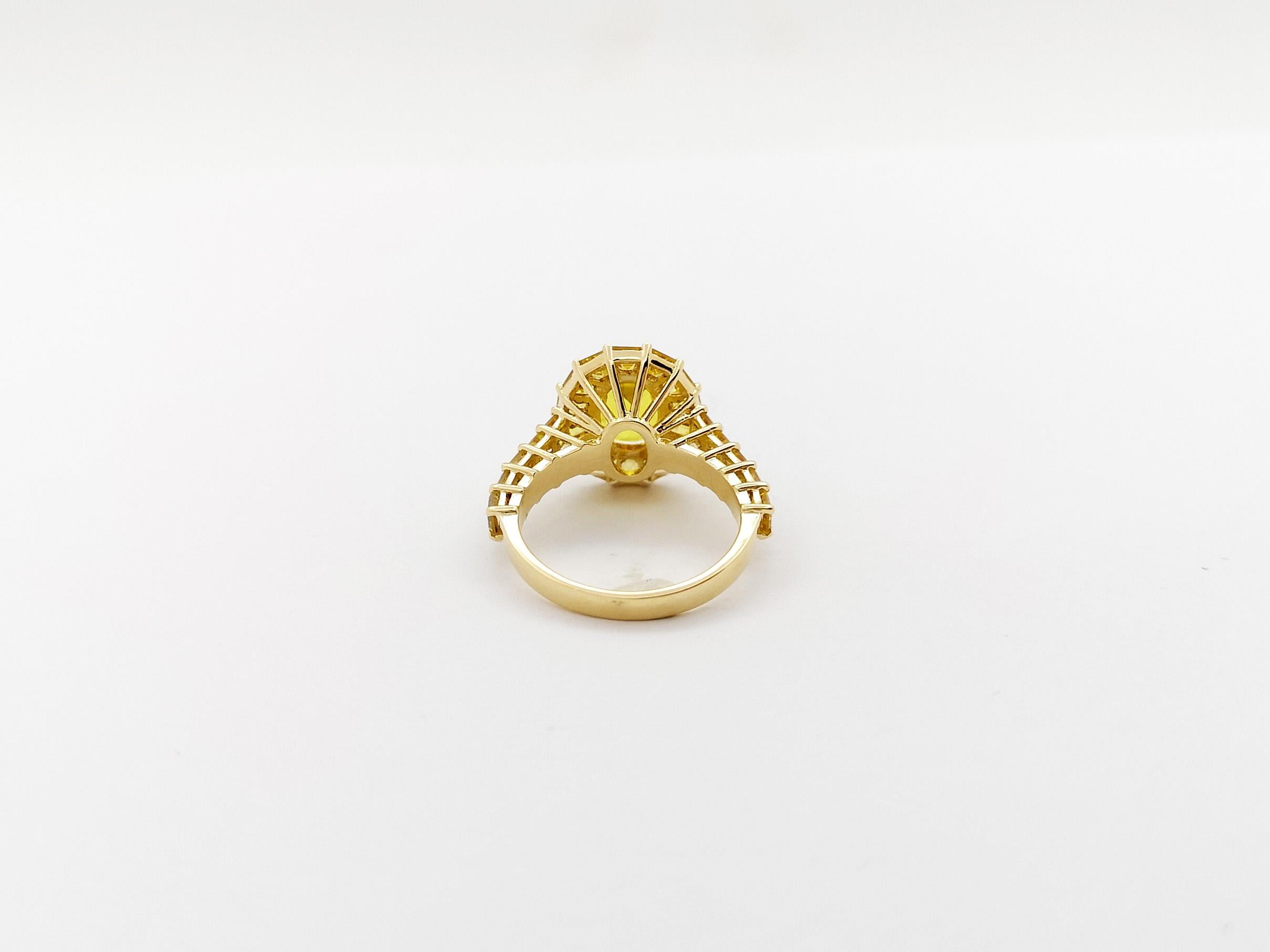 Yellow Sapphire with Yellow Sapphire Ring set in 18K Gold Settings For Sale 6