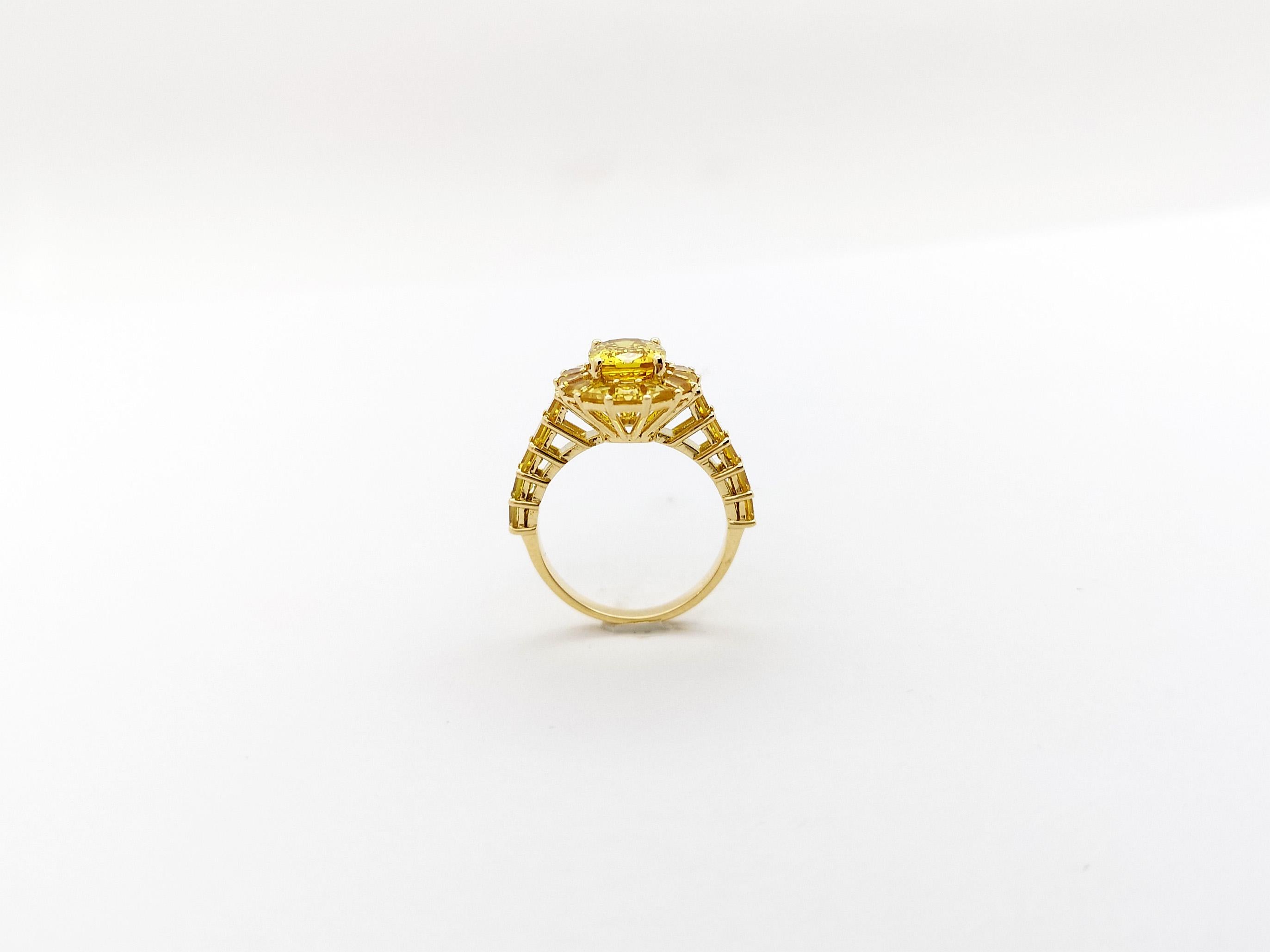 Yellow Sapphire with Yellow Sapphire Ring set in 18K Gold Settings For Sale 7