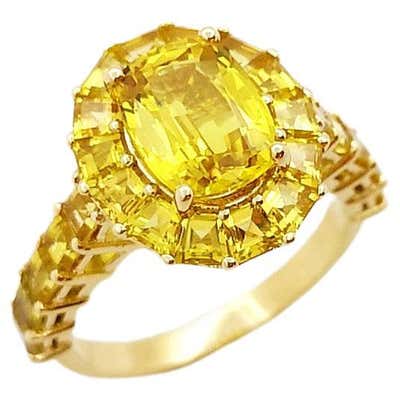 Yellow Sapphire, 18K Gold and Sterling Silver Ring For Sale at 1stDibs