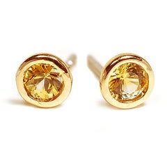 Yellow Sapphire Yellow Gold Bezel Set Stud Earrings