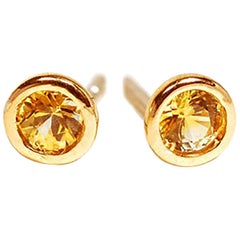 Yellow Sapphire Yellow Gold Bezel Set Stud Earrings
